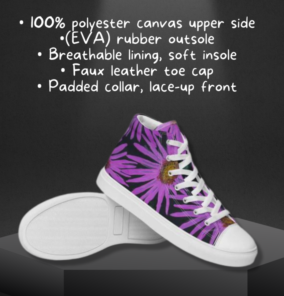 Purple Flower With Bee: Women’s High Top Canvas Shoes