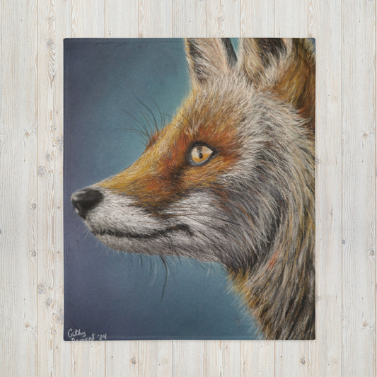 Throw Blanket - Enchanting Elegance: Red Fox Portrait Artwork Design Throw