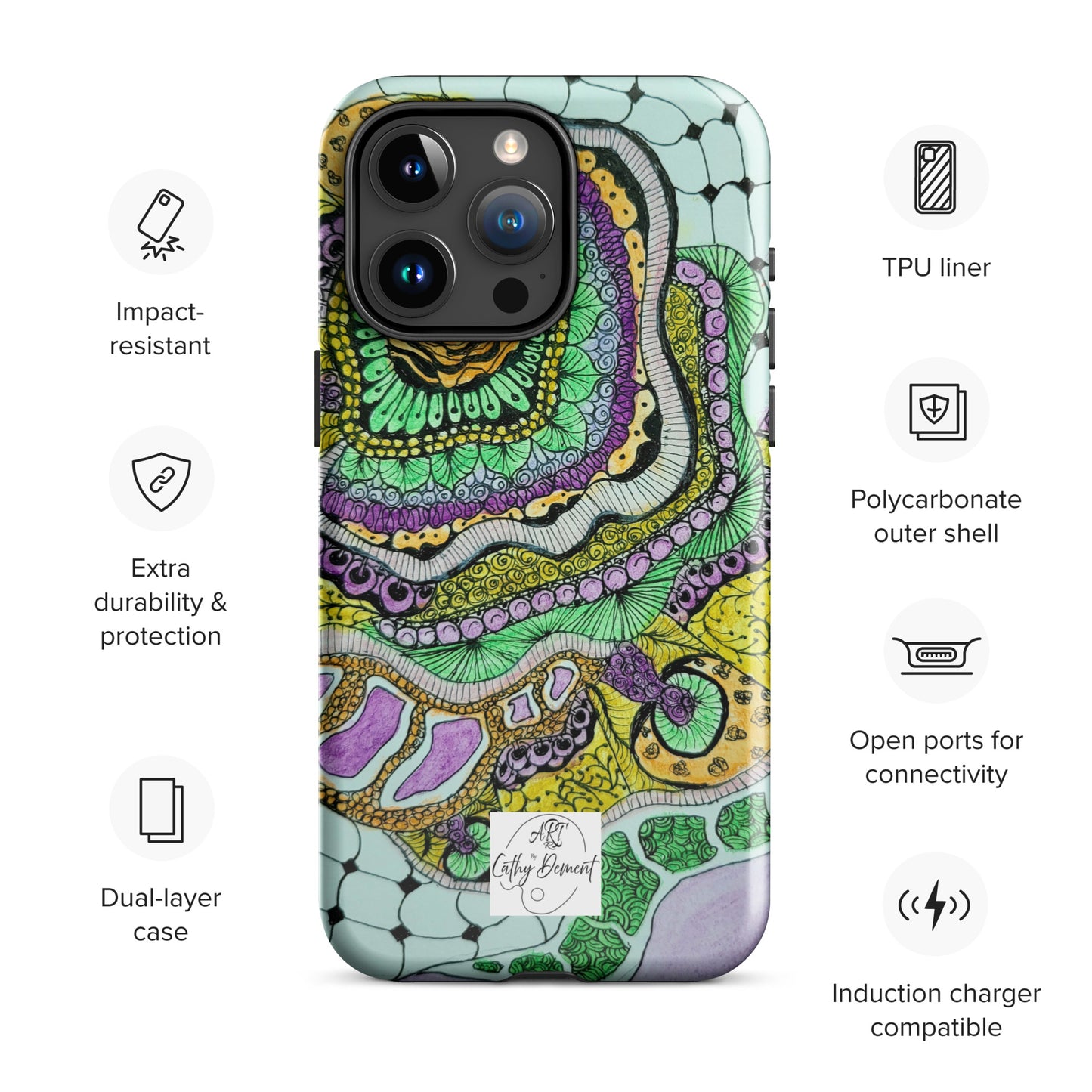 Zen Floral Bliss: Zentangle Design Artwork Tough Case for iPhone®