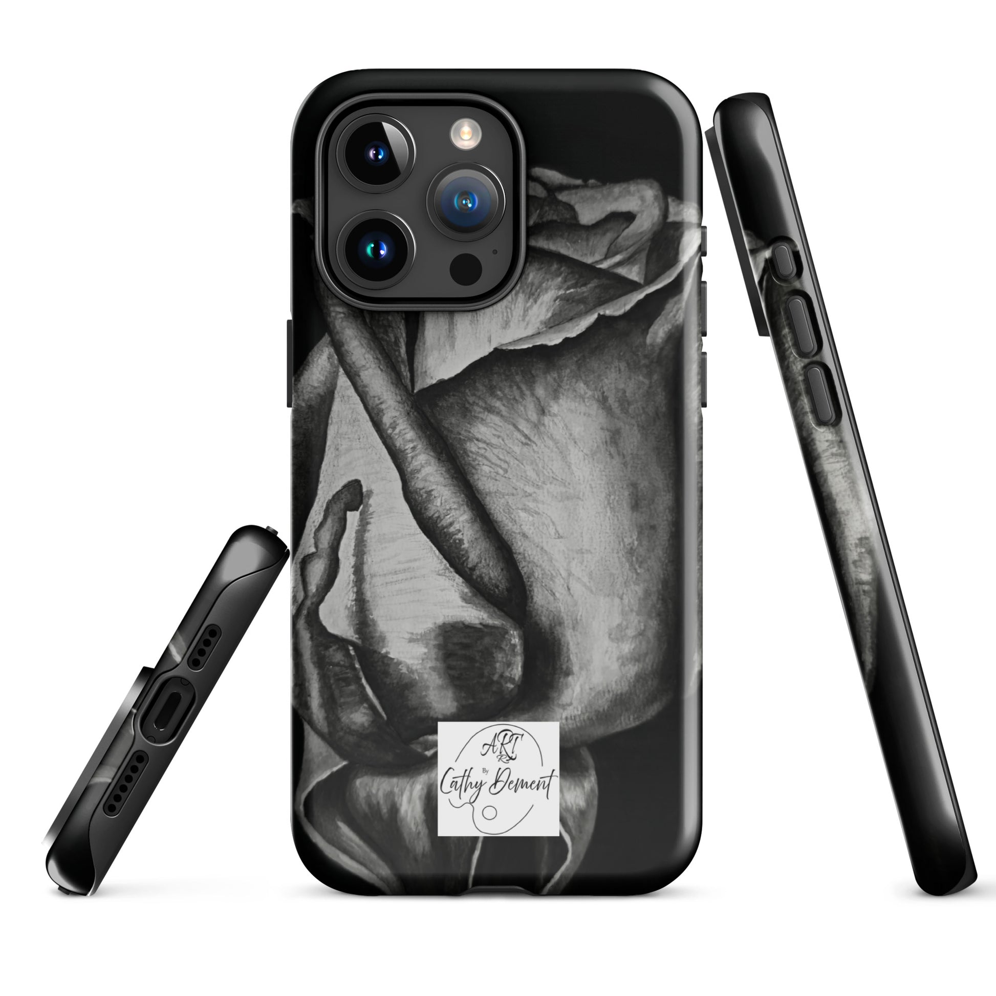 Dusk's Embrace: Monochrome Rose Artwork Tough Cell Phone Case for iPhone®