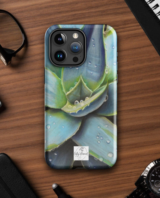 Dessert Jewel Tough iPhone Case - Vibrant Agave Plant with Dew Drops Artwork by Cathy Dement