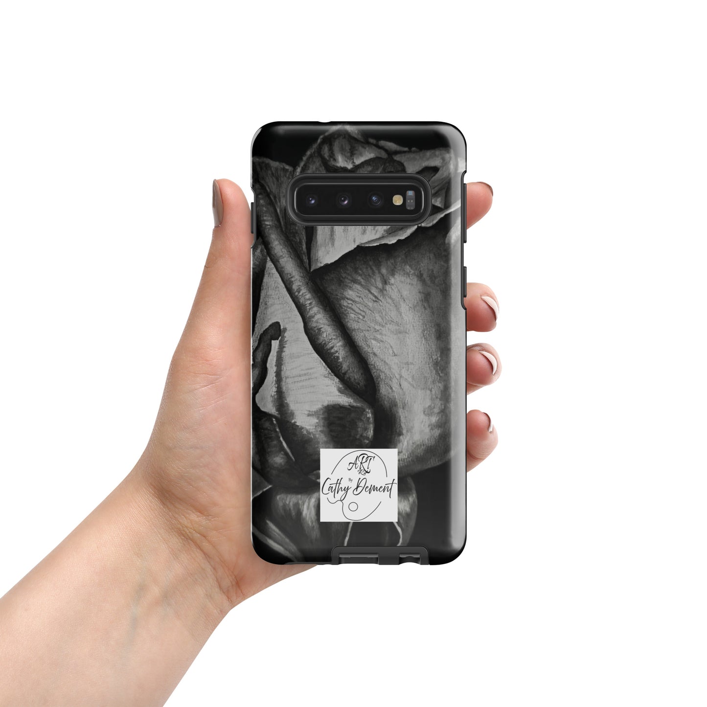 Tough Case for Samsung® Cell Phones - Dusk's Embrace: Monochrome Rose Artwork