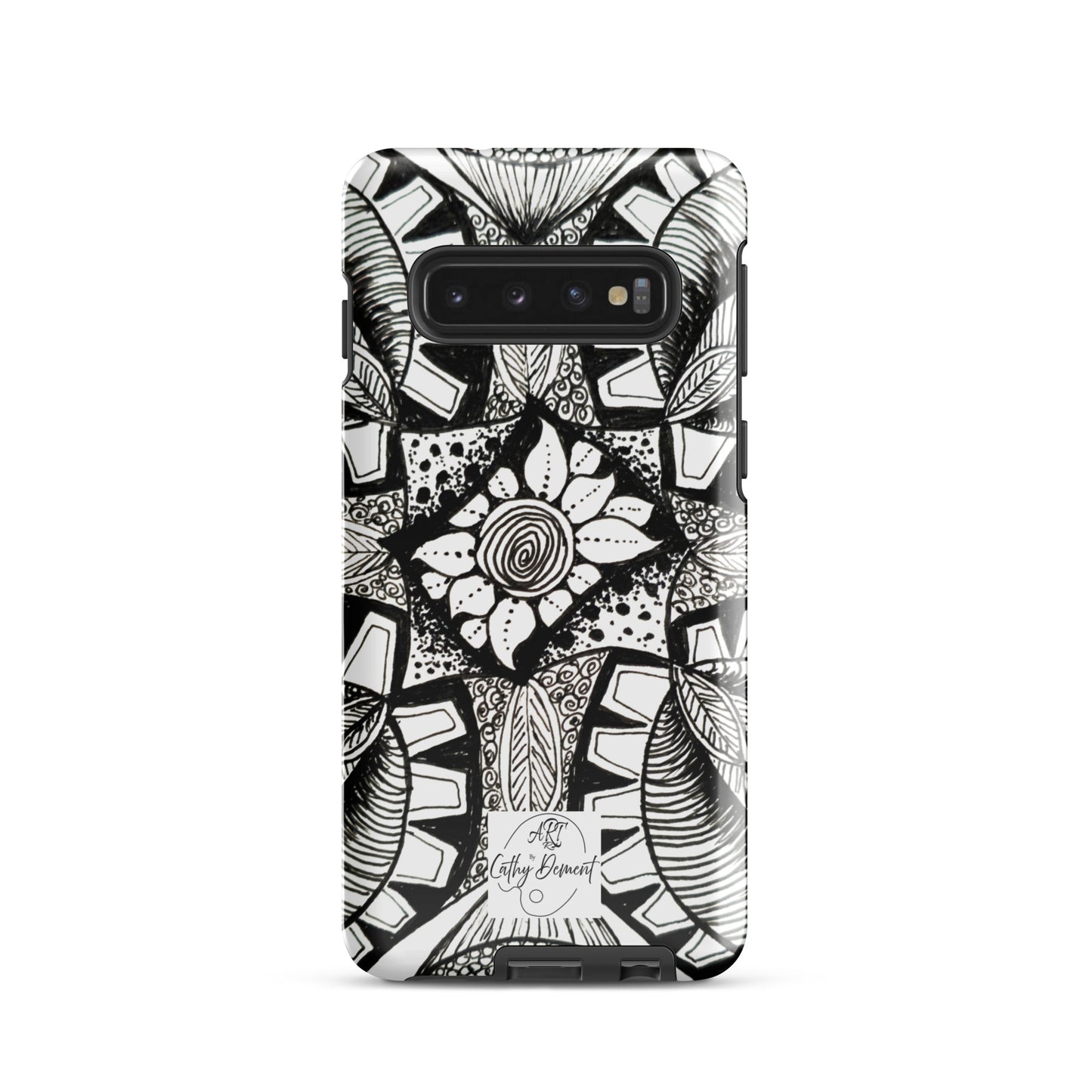 Tough Case for Samsung® - Zen-dala, Monochrome Zentangle Artwork Design, Artsy Cellphone Case