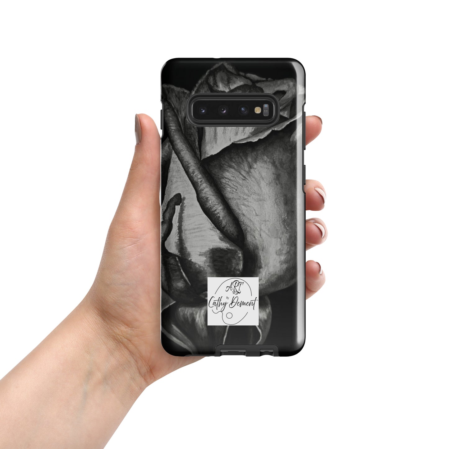 Tough Case for Samsung® Cell Phones - Dusk's Embrace: Monochrome Rose Artwork