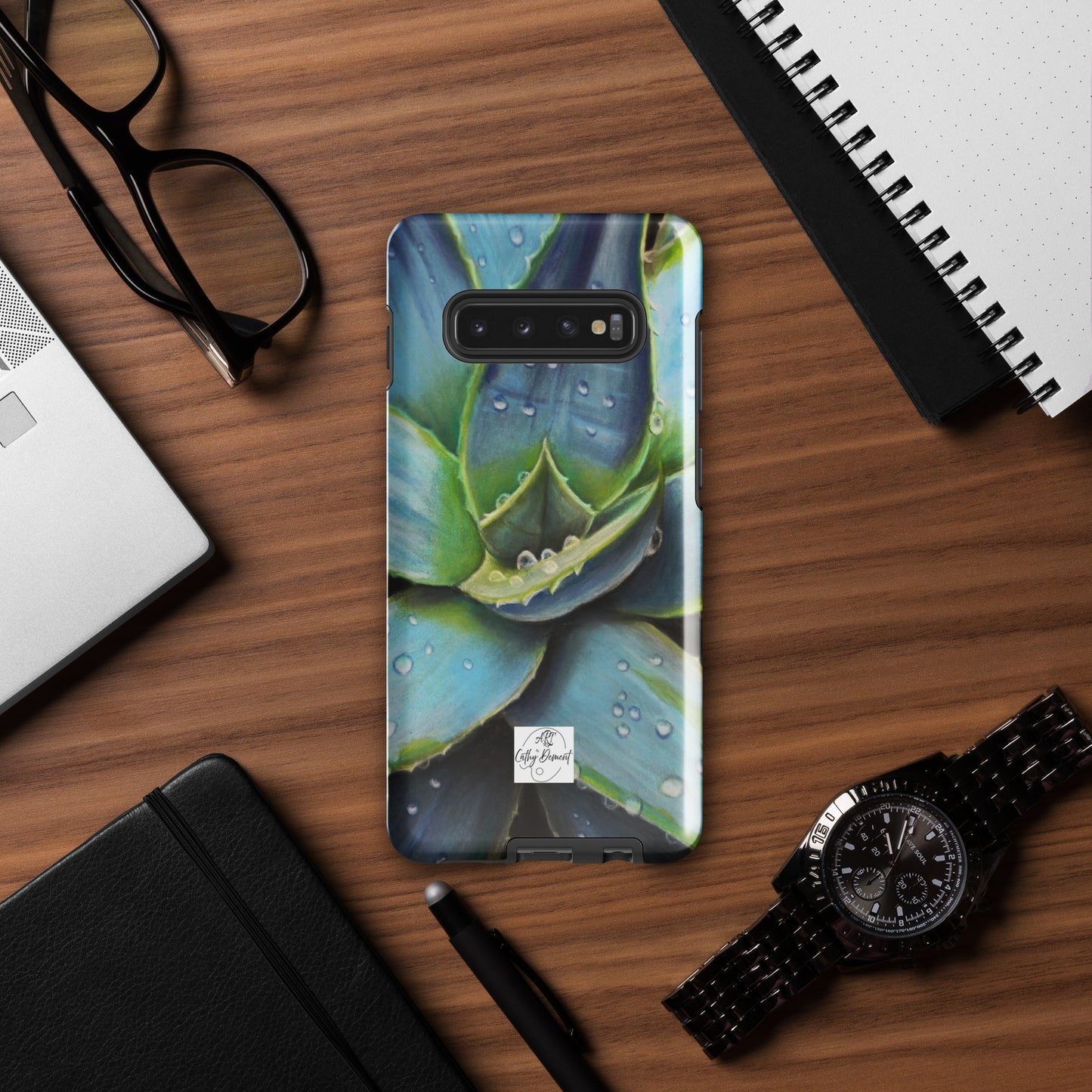 Samsung Phone Case - Desert Jewel - Vibrant Agave Plant with Dew Drops Artwork by Cathy Dement