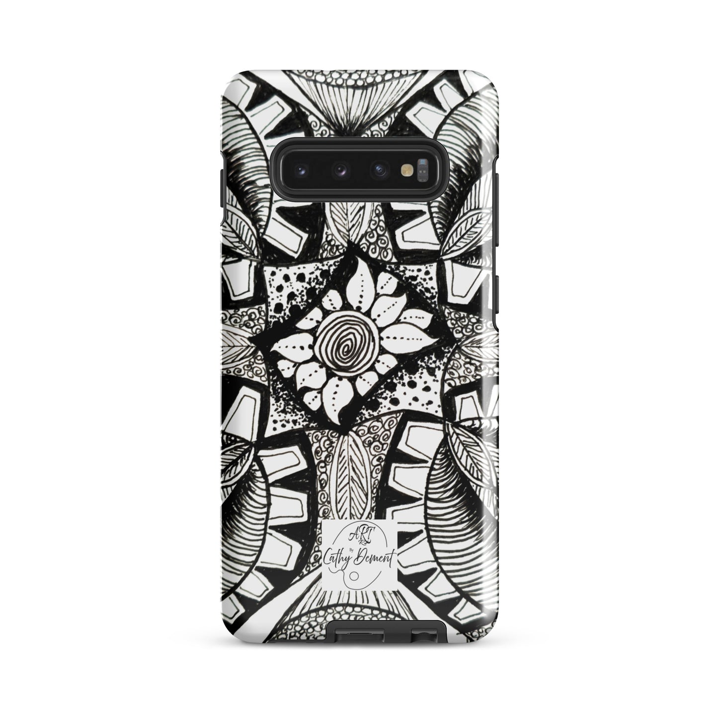 Tough Case for Samsung® - Zen-dala, Monochrome Zentangle Artwork Design, Artsy Cellphone Case