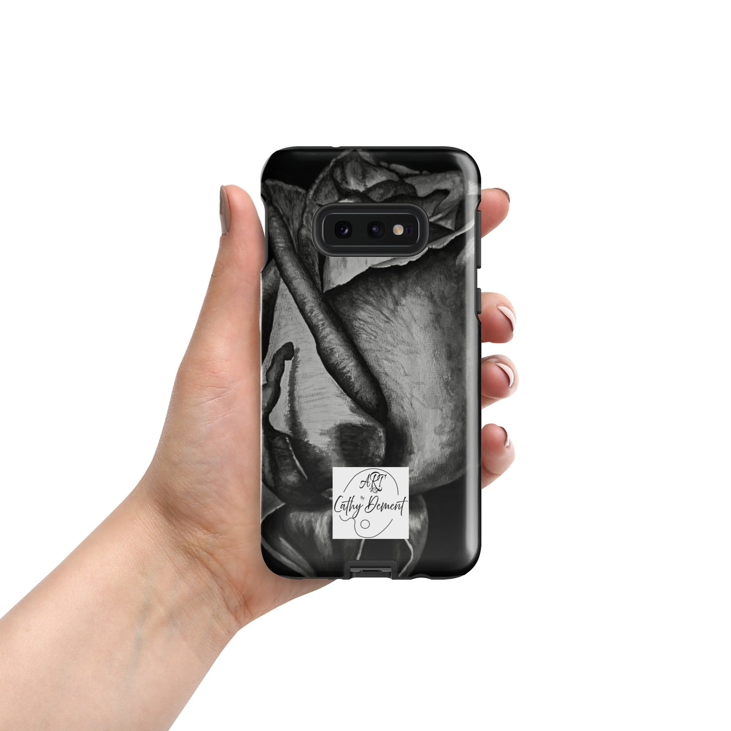 Tough Case for Samsung® Cell Phones - Dusk's Embrace: Monochrome Rose Artwork