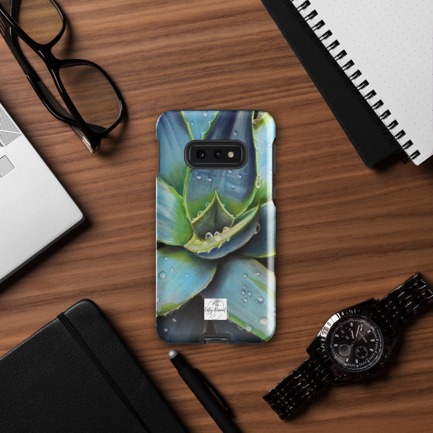 Samsung Phone Case - Desert Jewel - Vibrant Agave Plant with Dew Drops Artwork by Cathy Dement