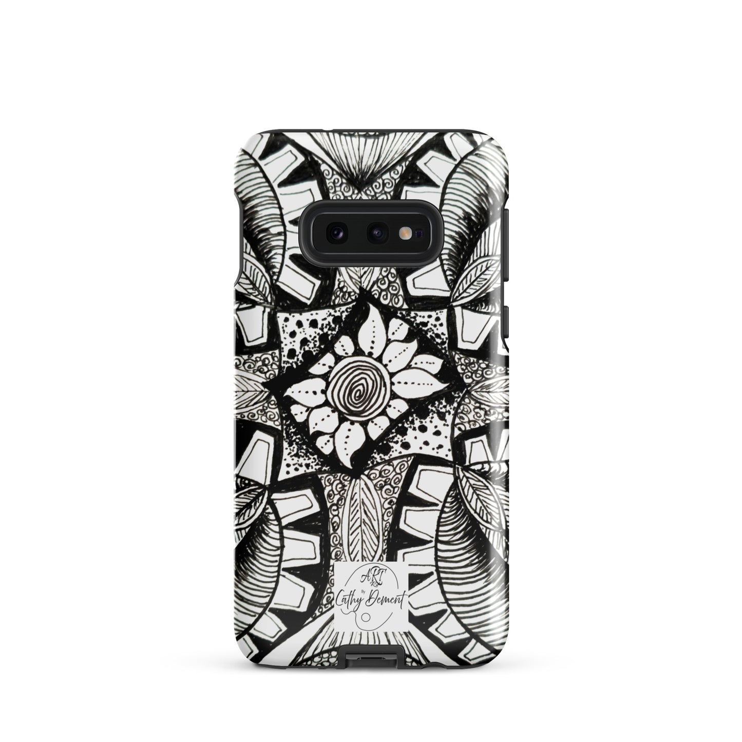 Tough Case for Samsung® - Zen-dala, Monochrome Zentangle Artwork Design, Artsy Cellphone Case