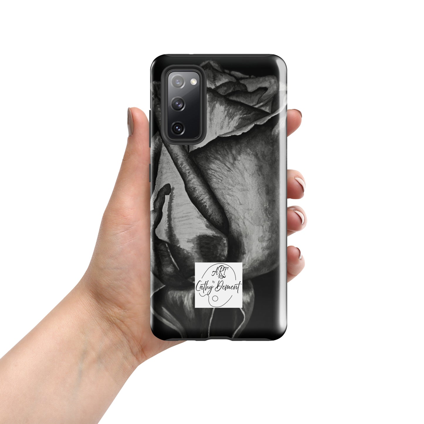 Tough Case for Samsung® Cell Phones - Dusk's Embrace: Monochrome Rose Artwork