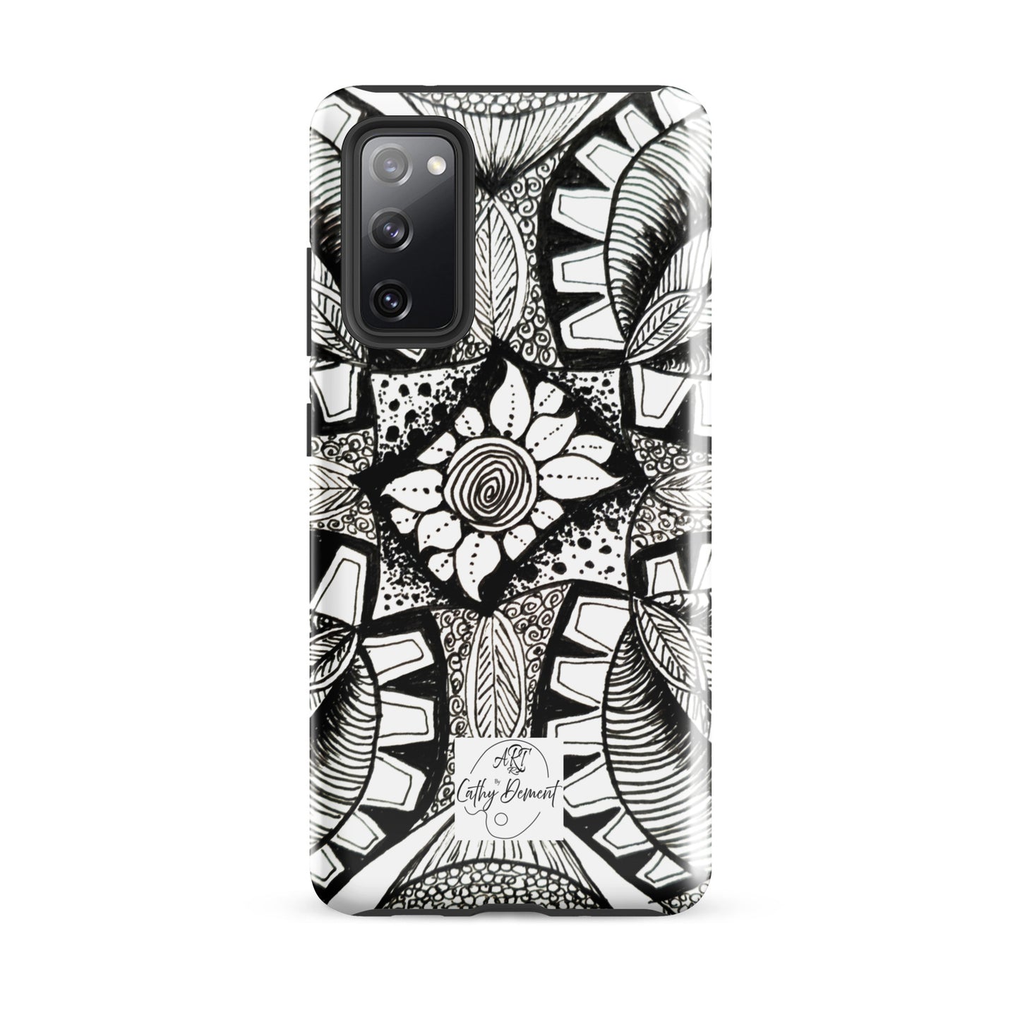 Tough Case for Samsung® - Zen-dala, Monochrome Zentangle Artwork Design, Artsy Cellphone Case