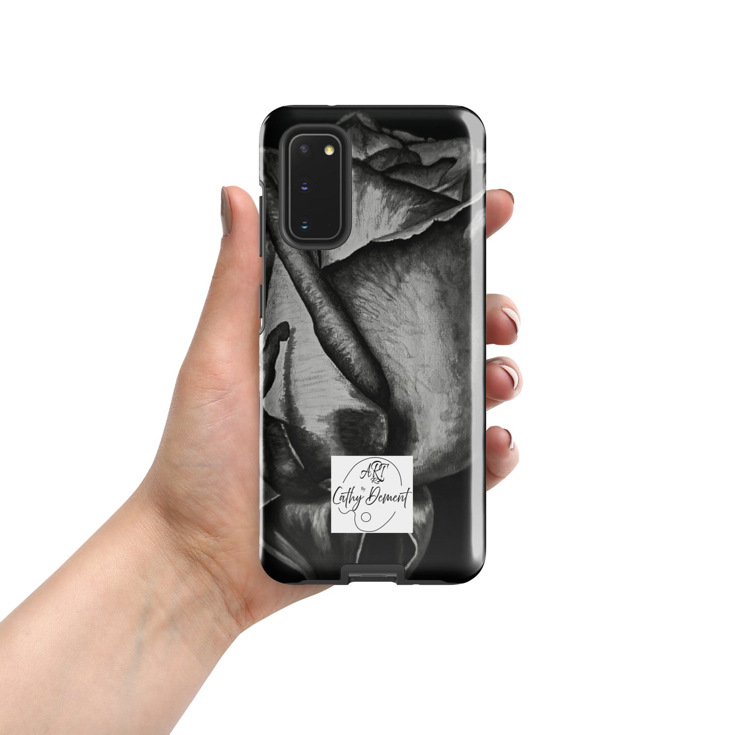 Tough Case for Samsung® Cell Phones - Dusk's Embrace: Monochrome Rose Artwork