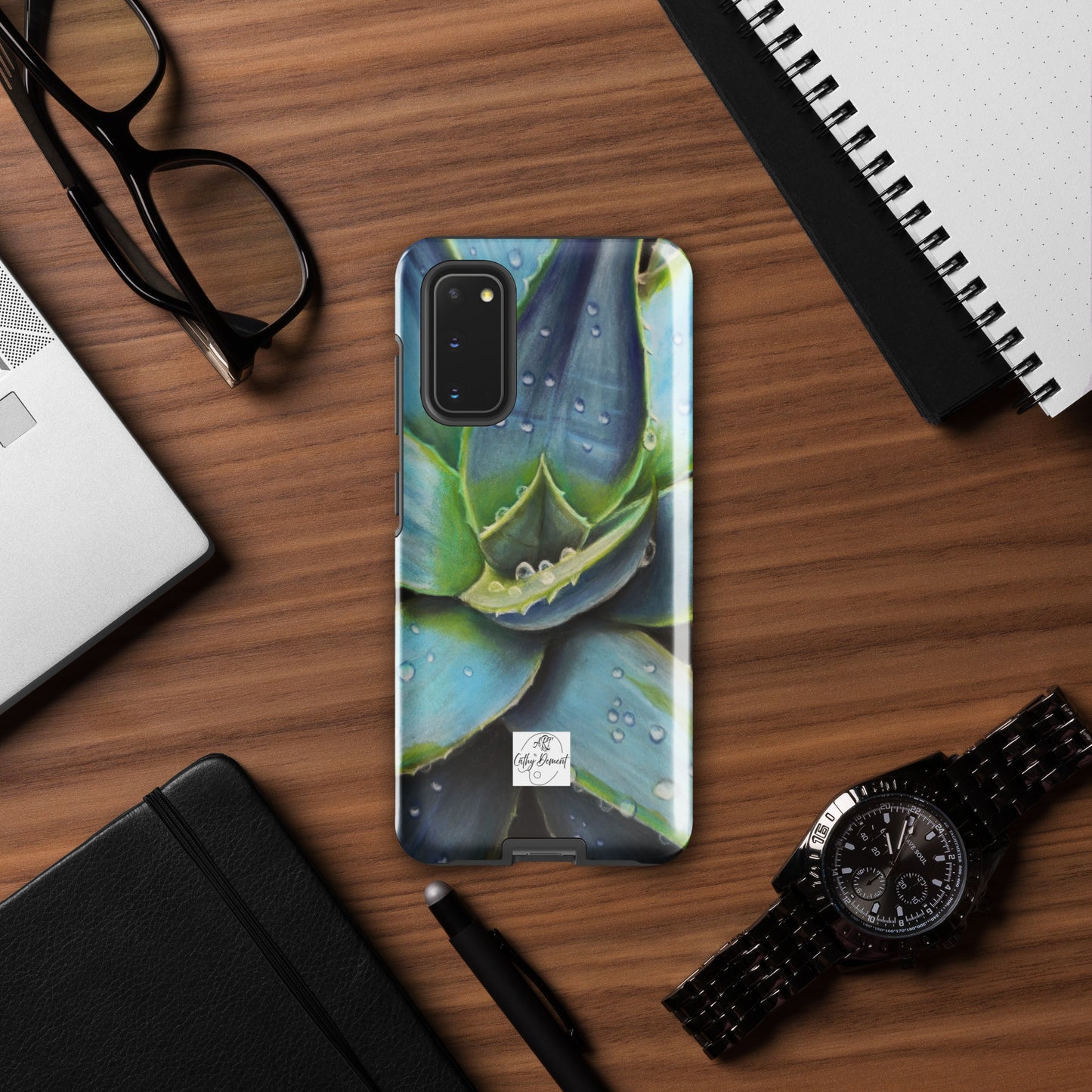 Samsung Phone Case - Desert Jewel - Vibrant Agave Plant with Dew Drops Artwork by Cathy Dement