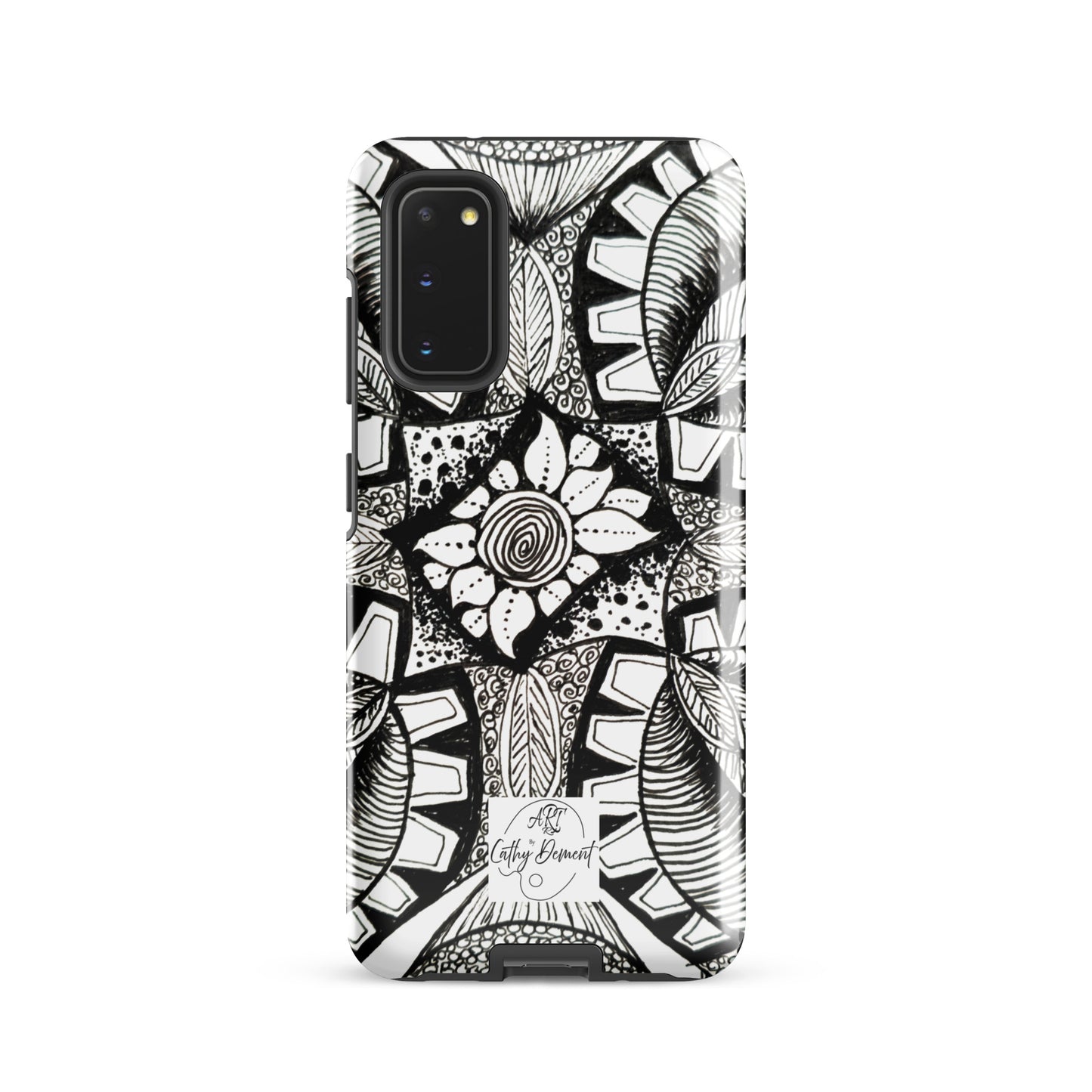 Tough Case for Samsung® - Zen-dala, Monochrome Zentangle Artwork Design, Artsy Cellphone Case