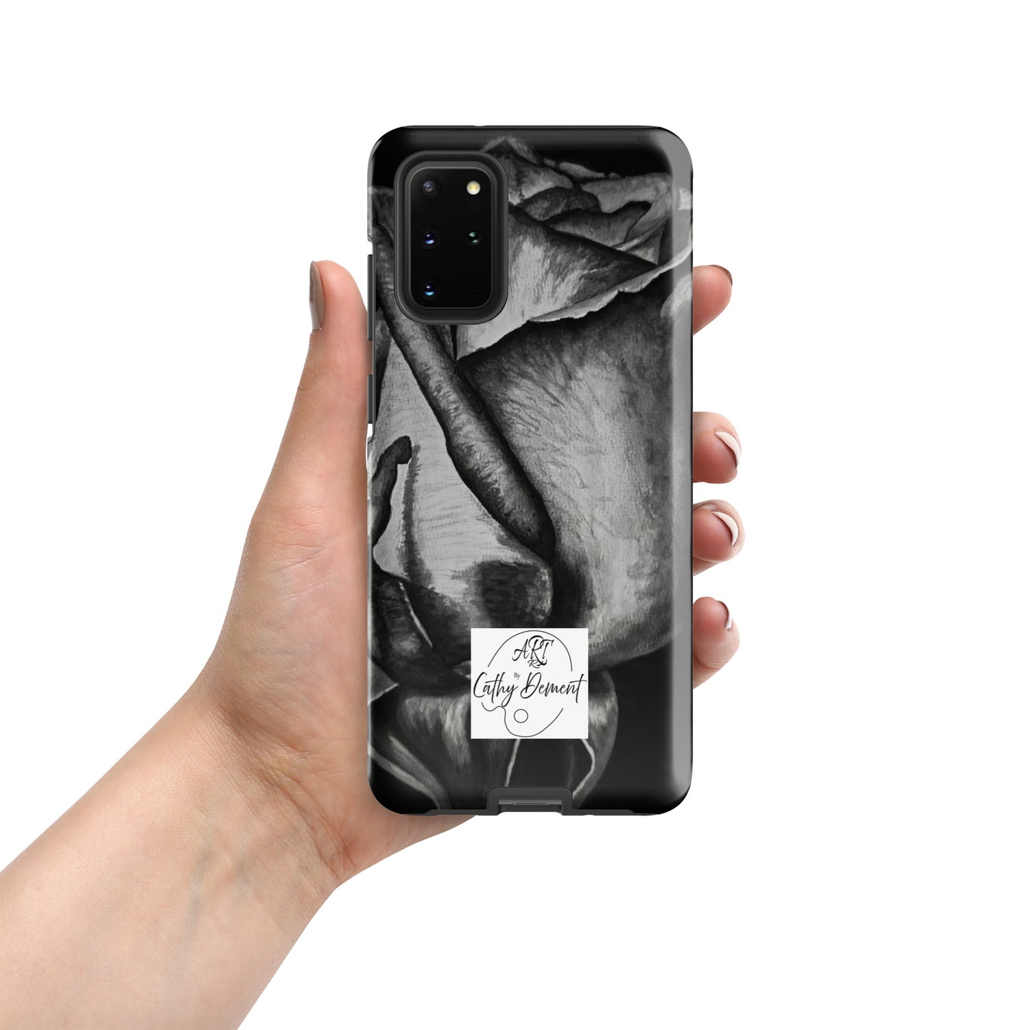 Tough Case for Samsung® Cell Phones - Dusk's Embrace: Monochrome Rose Artwork