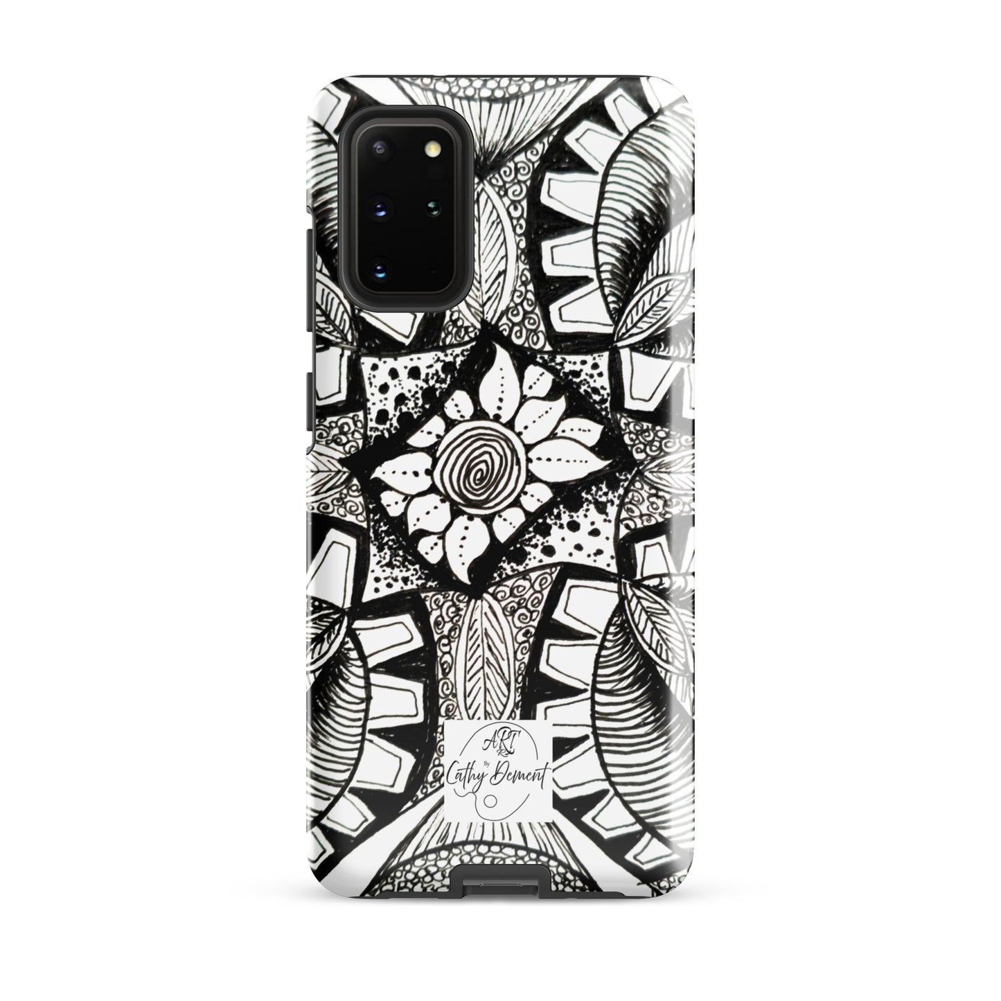 Tough Case for Samsung® - Zen-dala, Monochrome Zentangle Artwork Design, Artsy Cellphone Case