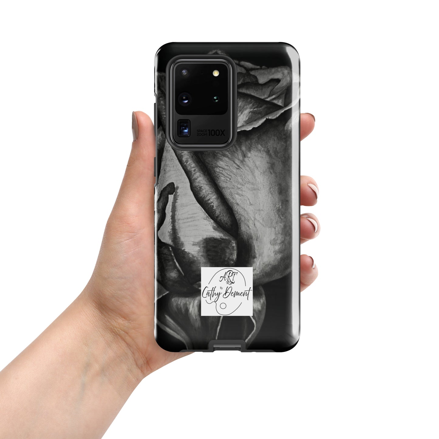 Tough Case for Samsung® Cell Phones - Dusk's Embrace: Monochrome Rose Artwork