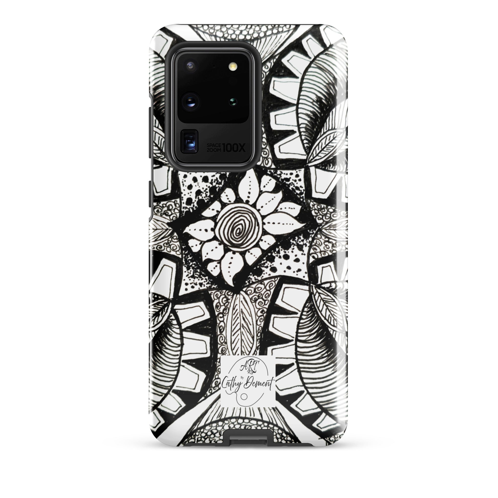 Tough Case for Samsung® - Zen-dala, Monochrome Zentangle Artwork Design, Artsy Cellphone Case