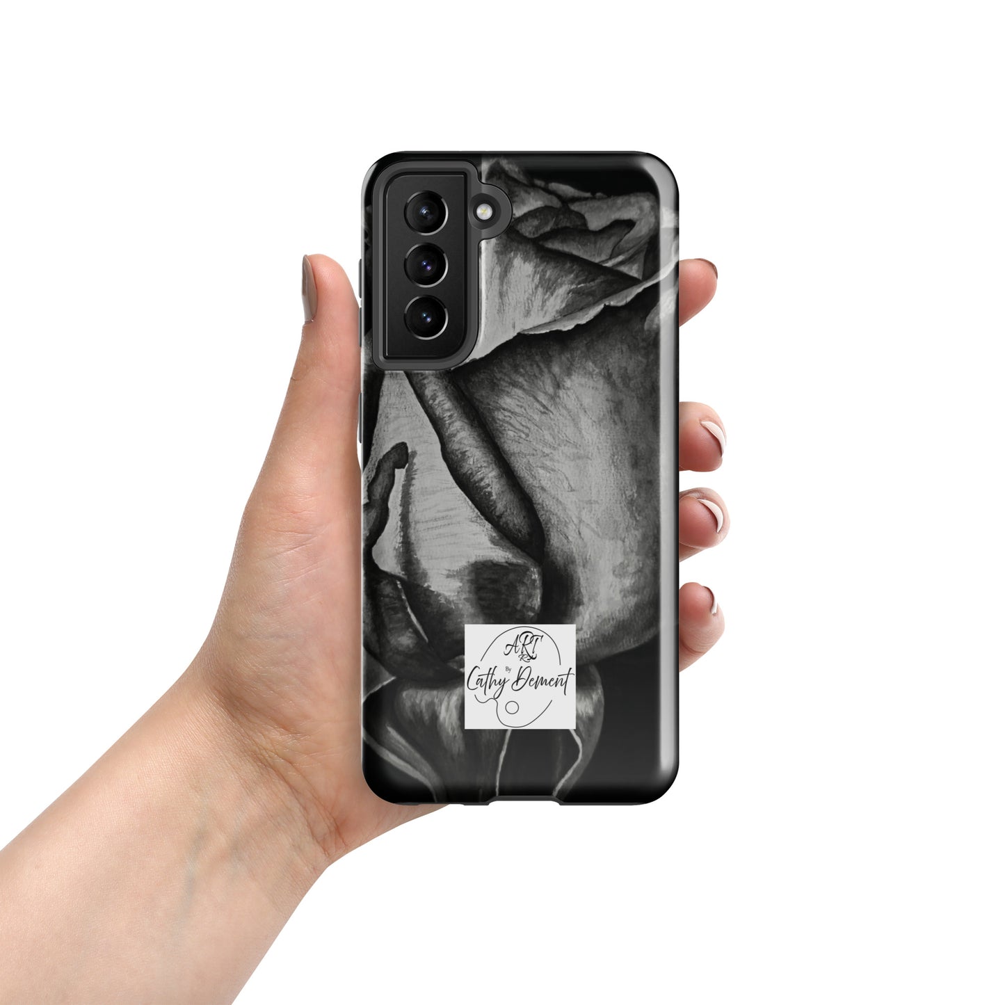 Tough Case for Samsung® Cell Phones - Dusk's Embrace: Monochrome Rose Artwork