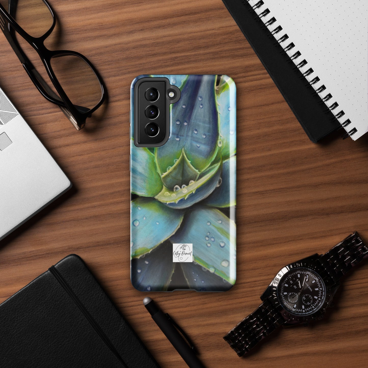 Samsung Phone Case - Desert Jewel - Vibrant Agave Plant with Dew Drops Artwork by Cathy Dement