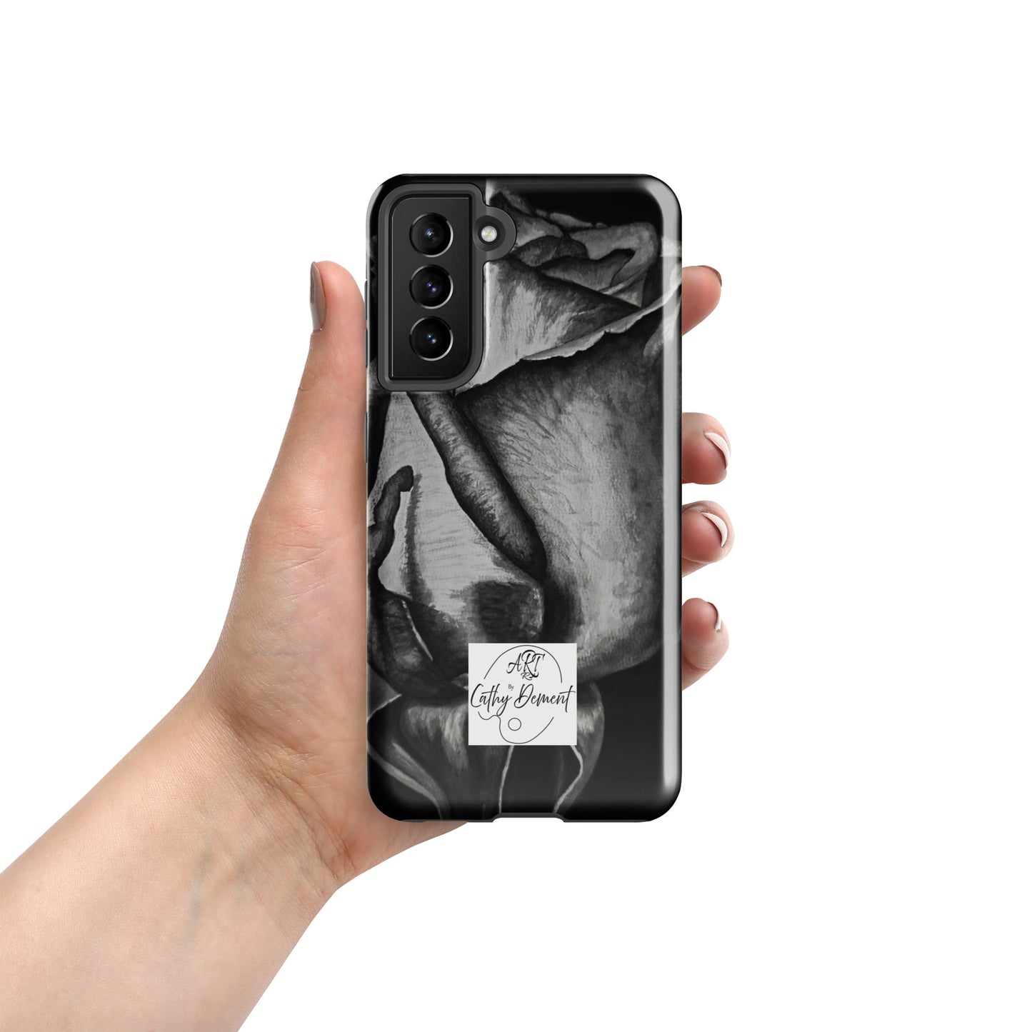 Tough Case for Samsung® Cell Phones - Dusk's Embrace: Monochrome Rose Artwork