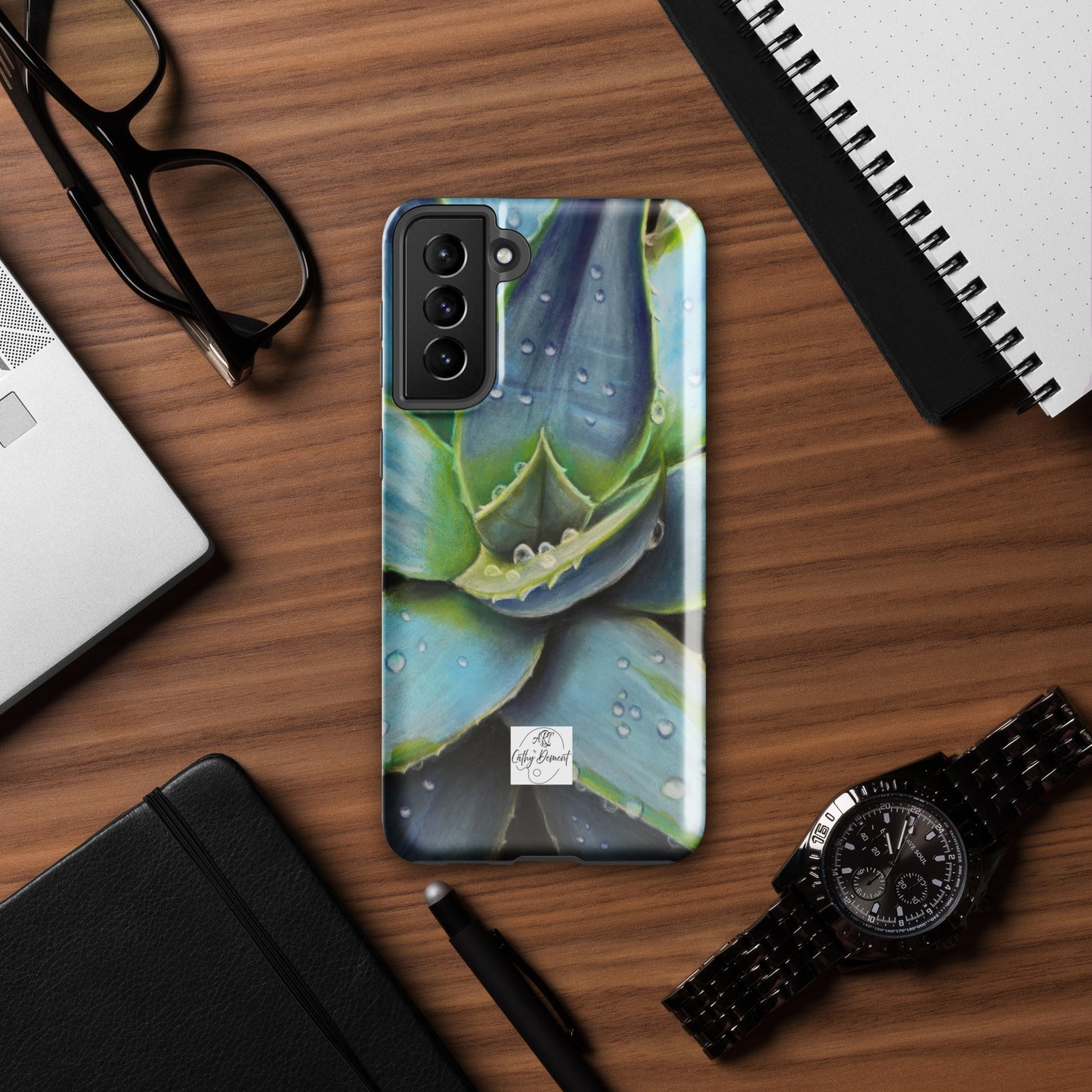 Samsung Phone Case - Desert Jewel - Vibrant Agave Plant with Dew Drops Artwork by Cathy Dement