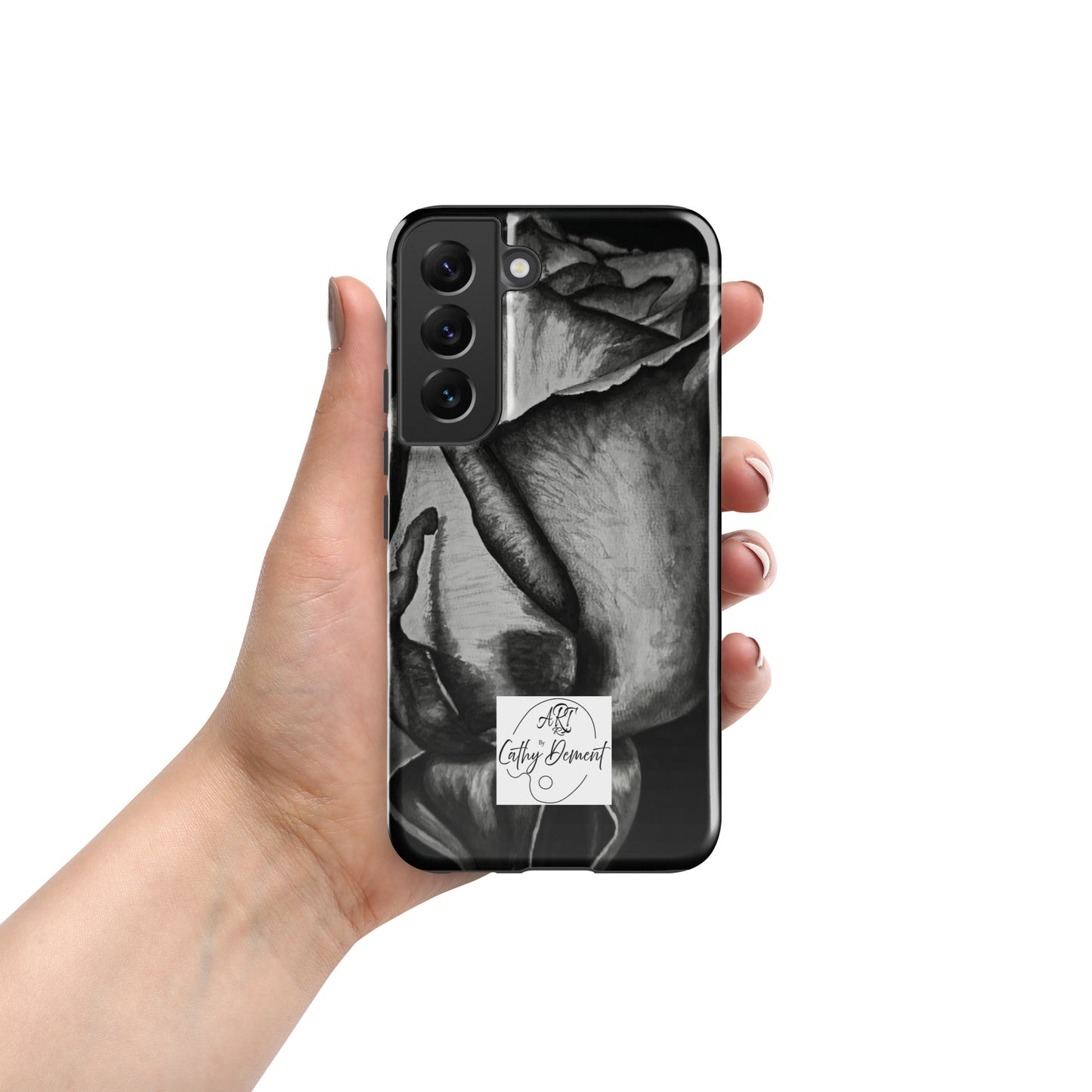 Tough Case for Samsung® Cell Phones - Dusk's Embrace: Monochrome Rose Artwork