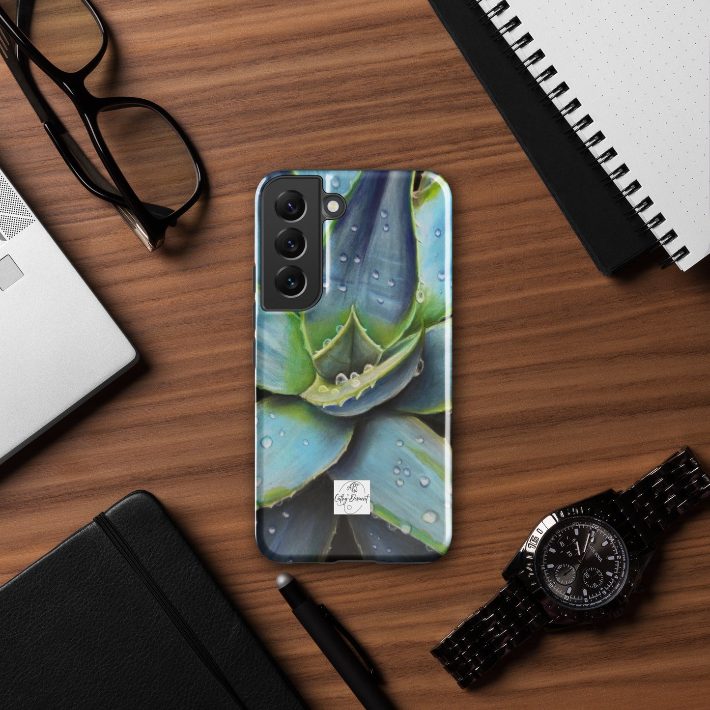 Samsung Phone Case - Desert Jewel - Vibrant Agave Plant with Dew Drops Artwork by Cathy Dement