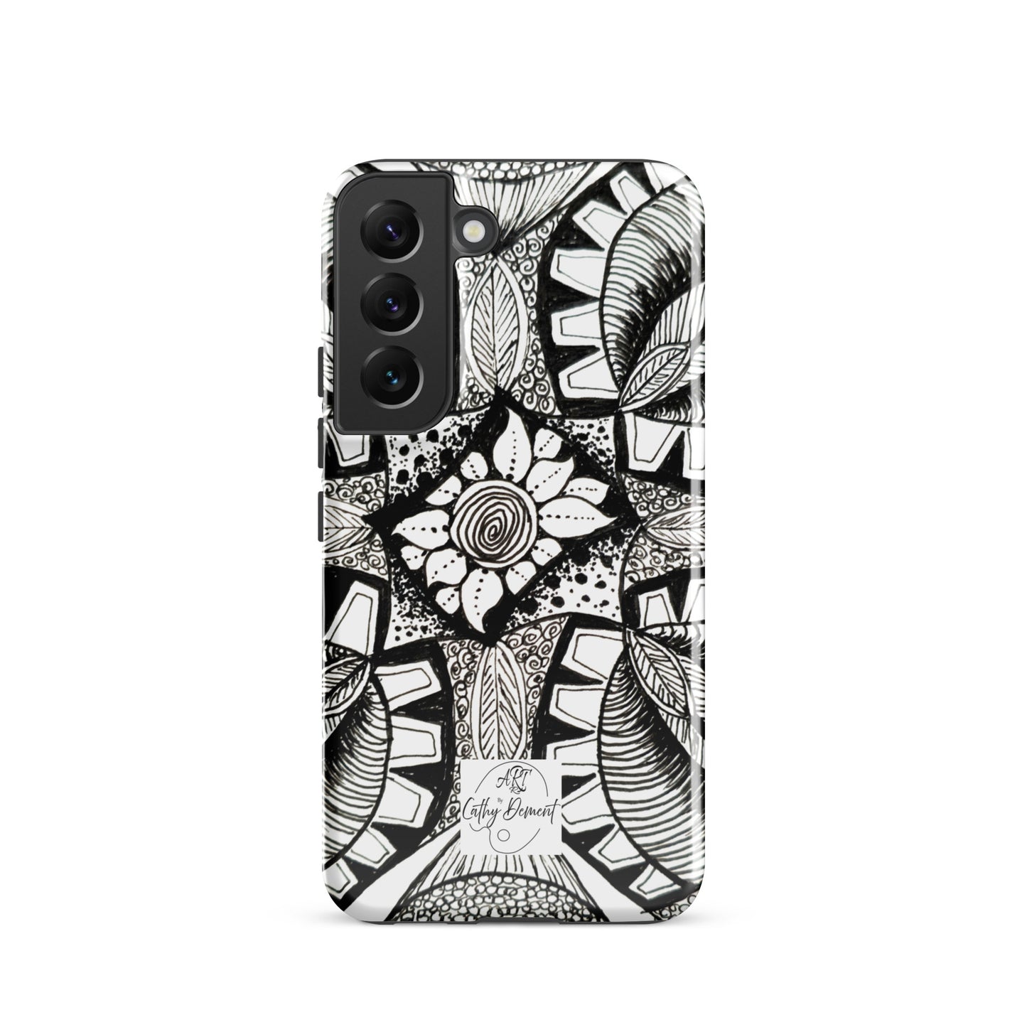 Tough Case for Samsung® - Zen-dala, Monochrome Zentangle Artwork Design, Artsy Cellphone Case