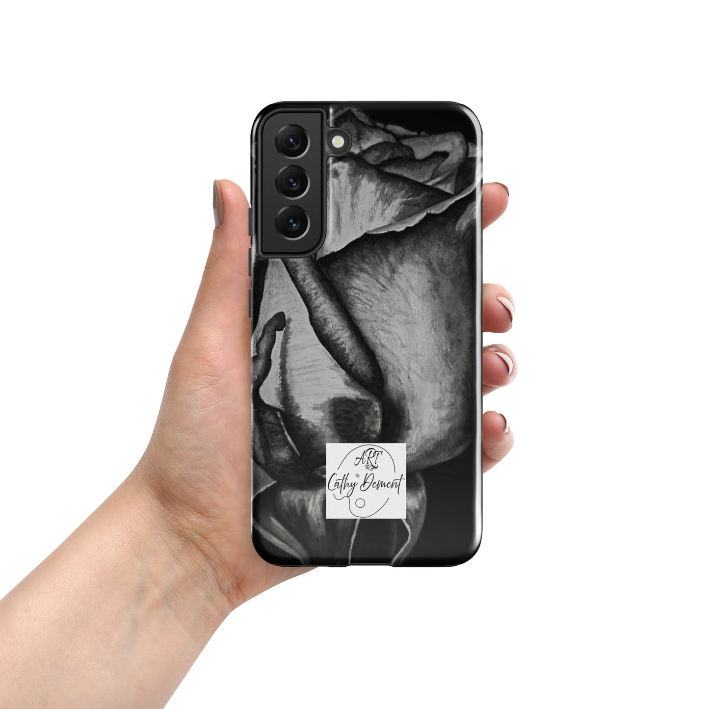 Tough Case for Samsung® Cell Phones - Dusk's Embrace: Monochrome Rose Artwork