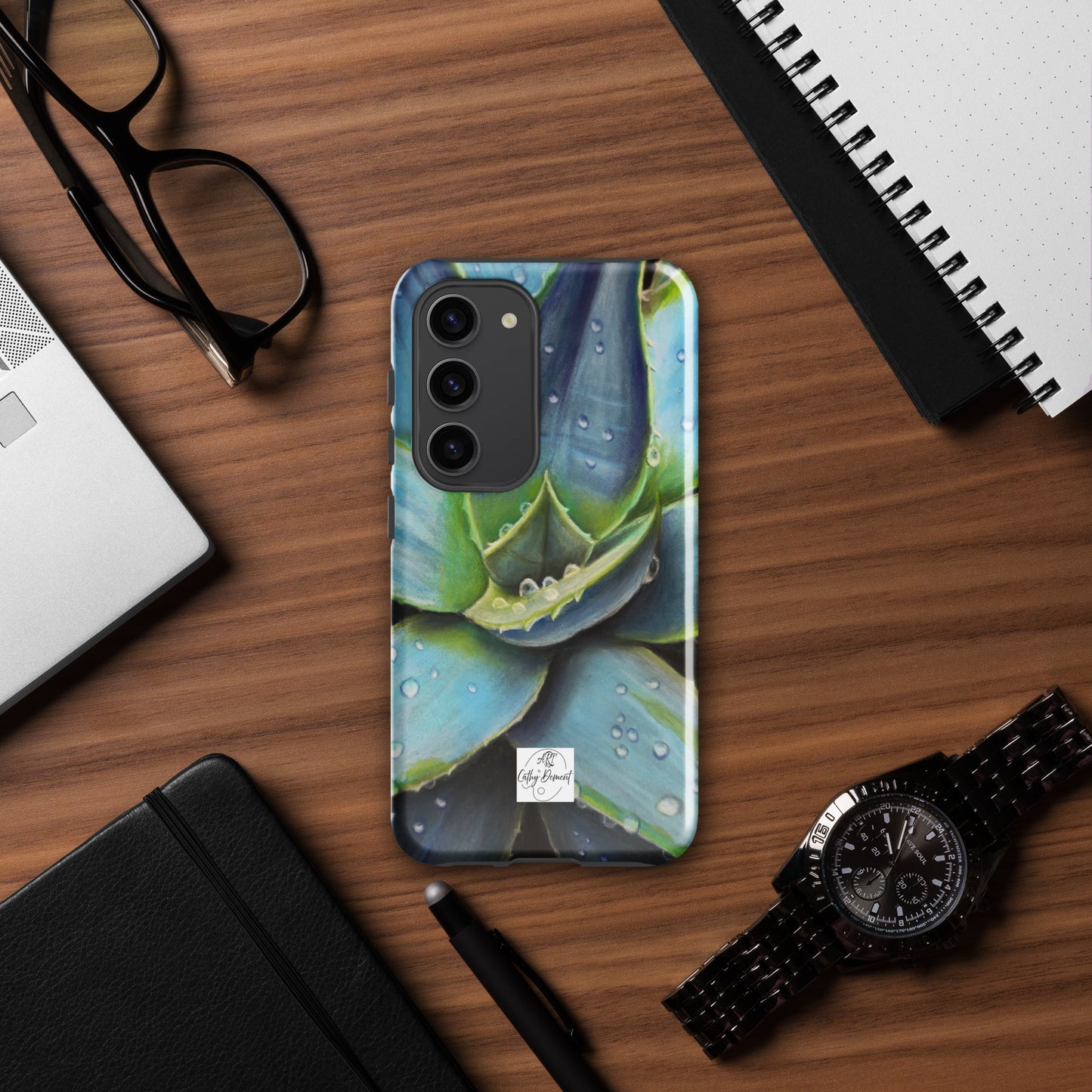 Samsung Phone Case - Desert Jewel - Vibrant Agave Plant with Dew Drops Artwork by Cathy Dement