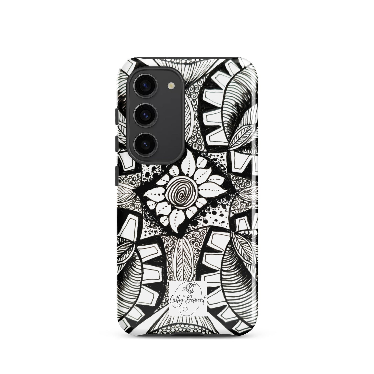 Tough Case for Samsung® - Zen-dala, Monochrome Zentangle Artwork Design, Artsy Cellphone Case