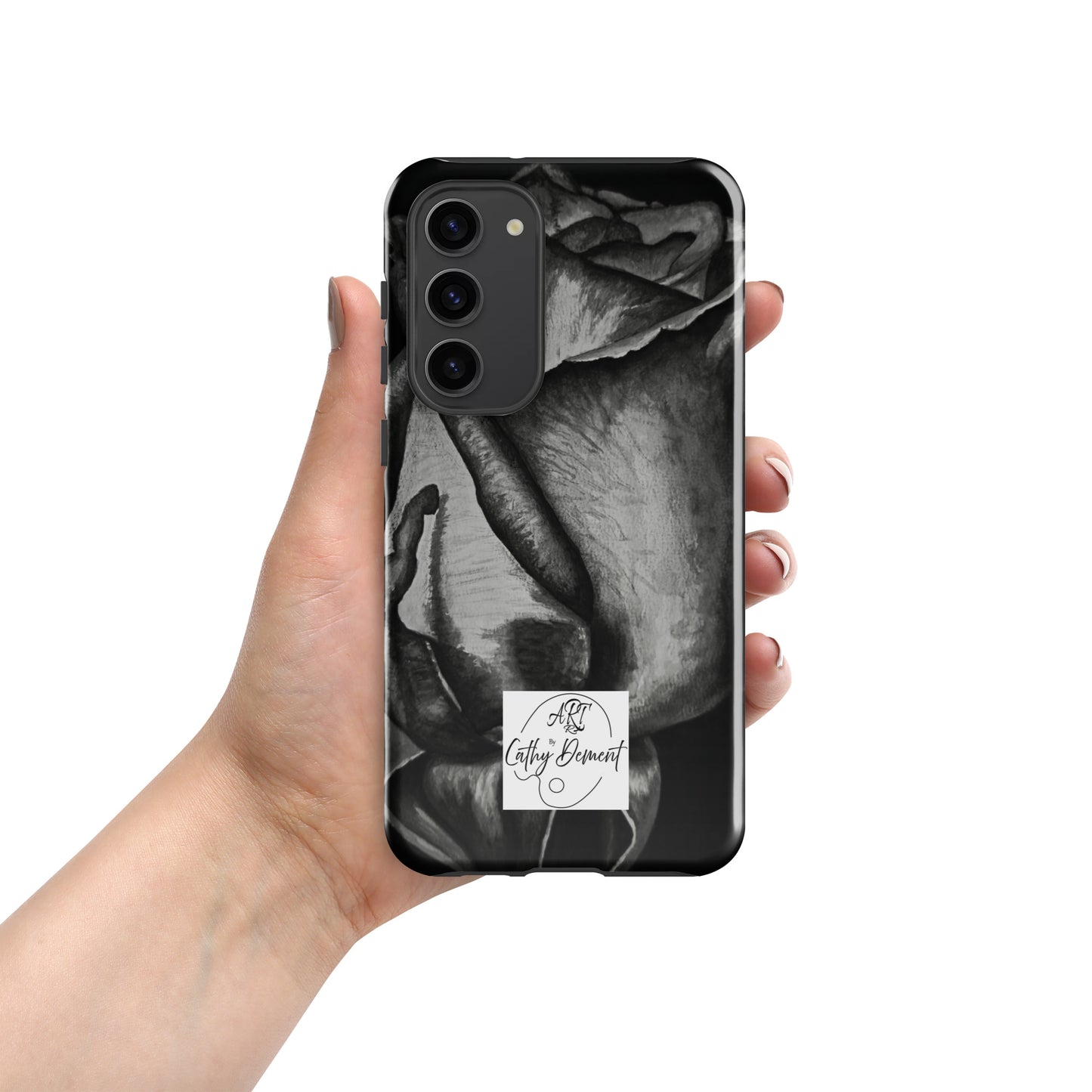 Tough Case for Samsung® Cell Phones - Dusk's Embrace: Monochrome Rose Artwork