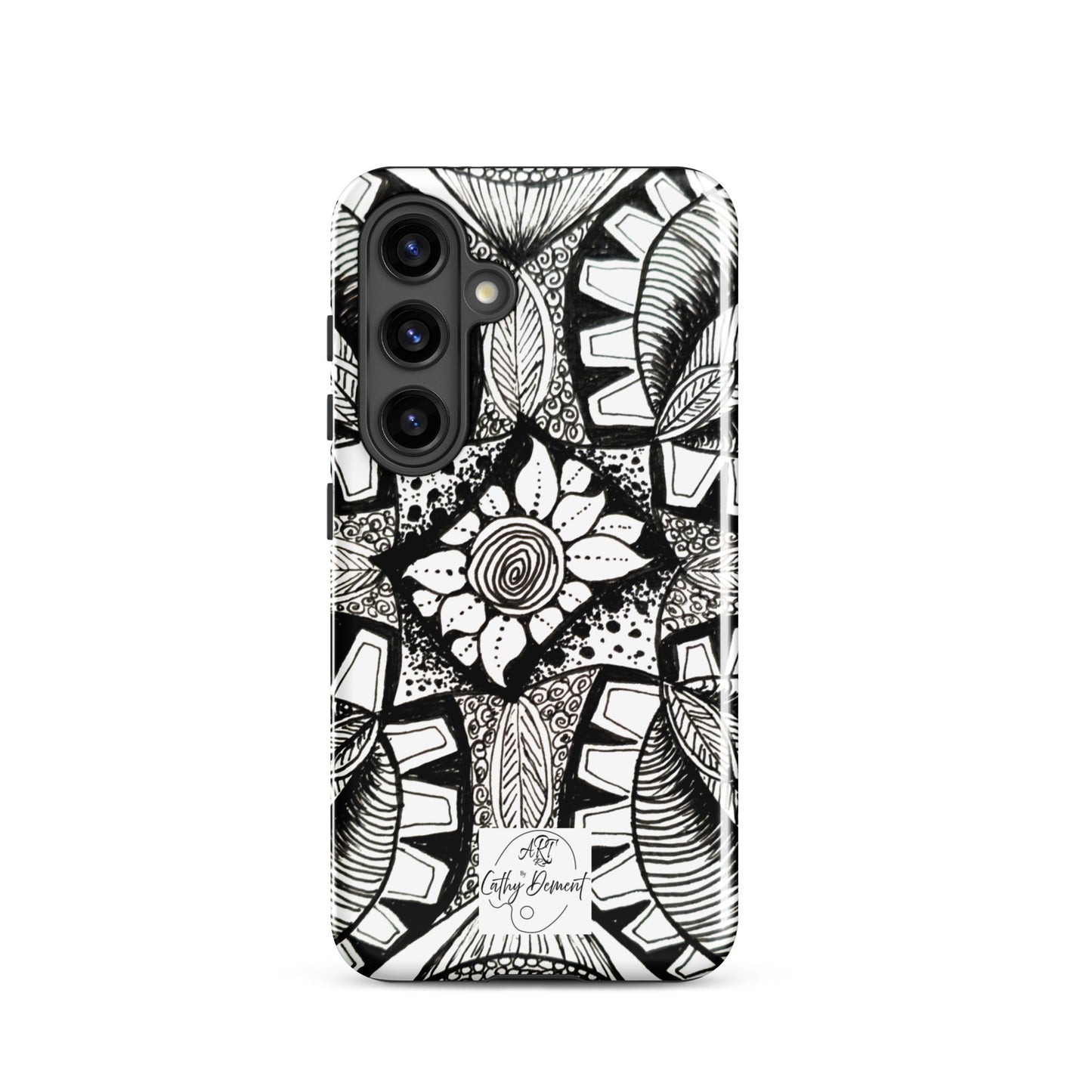 Tough Case for Samsung® - Zen-dala, Monochrome Zentangle Artwork Design, Artsy Cellphone Case