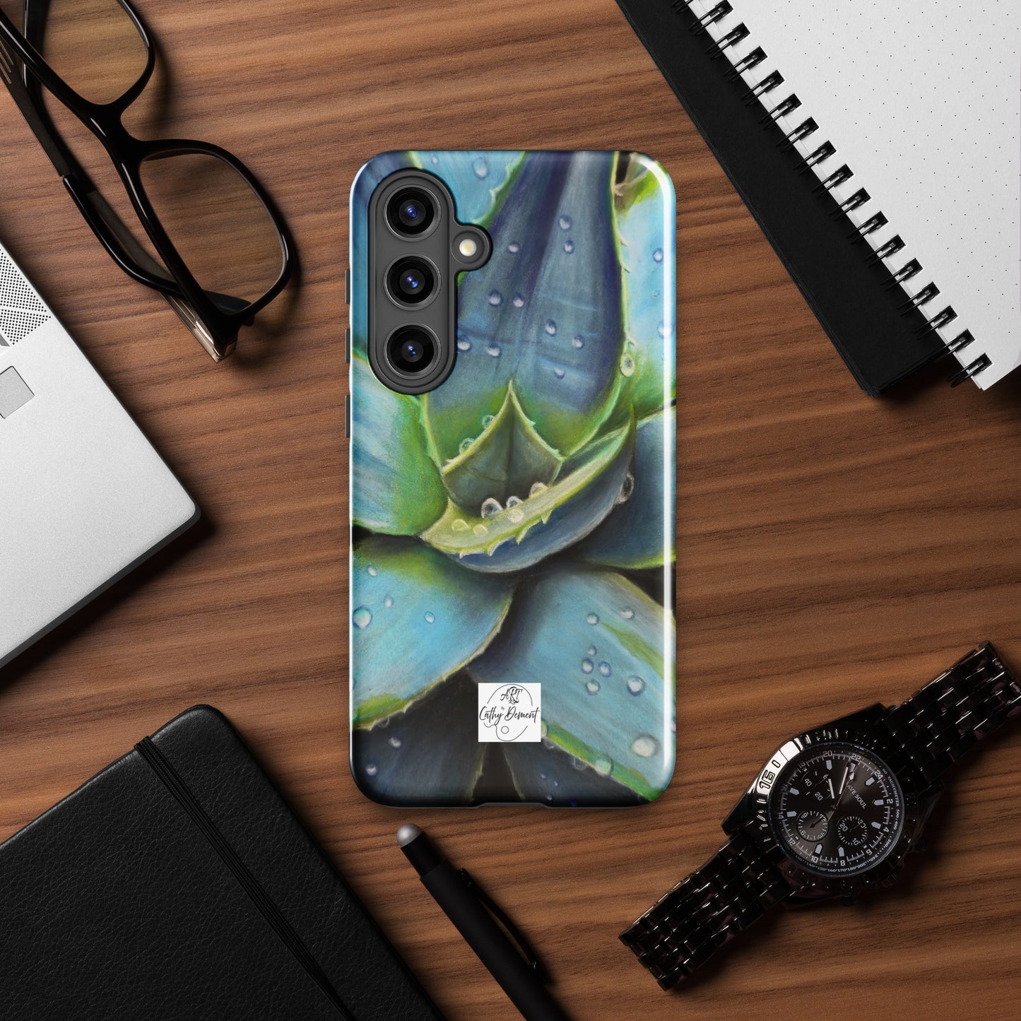 Samsung Phone Case - Desert Jewel - Vibrant Agave Plant with Dew Drops Artwork by Cathy Dement