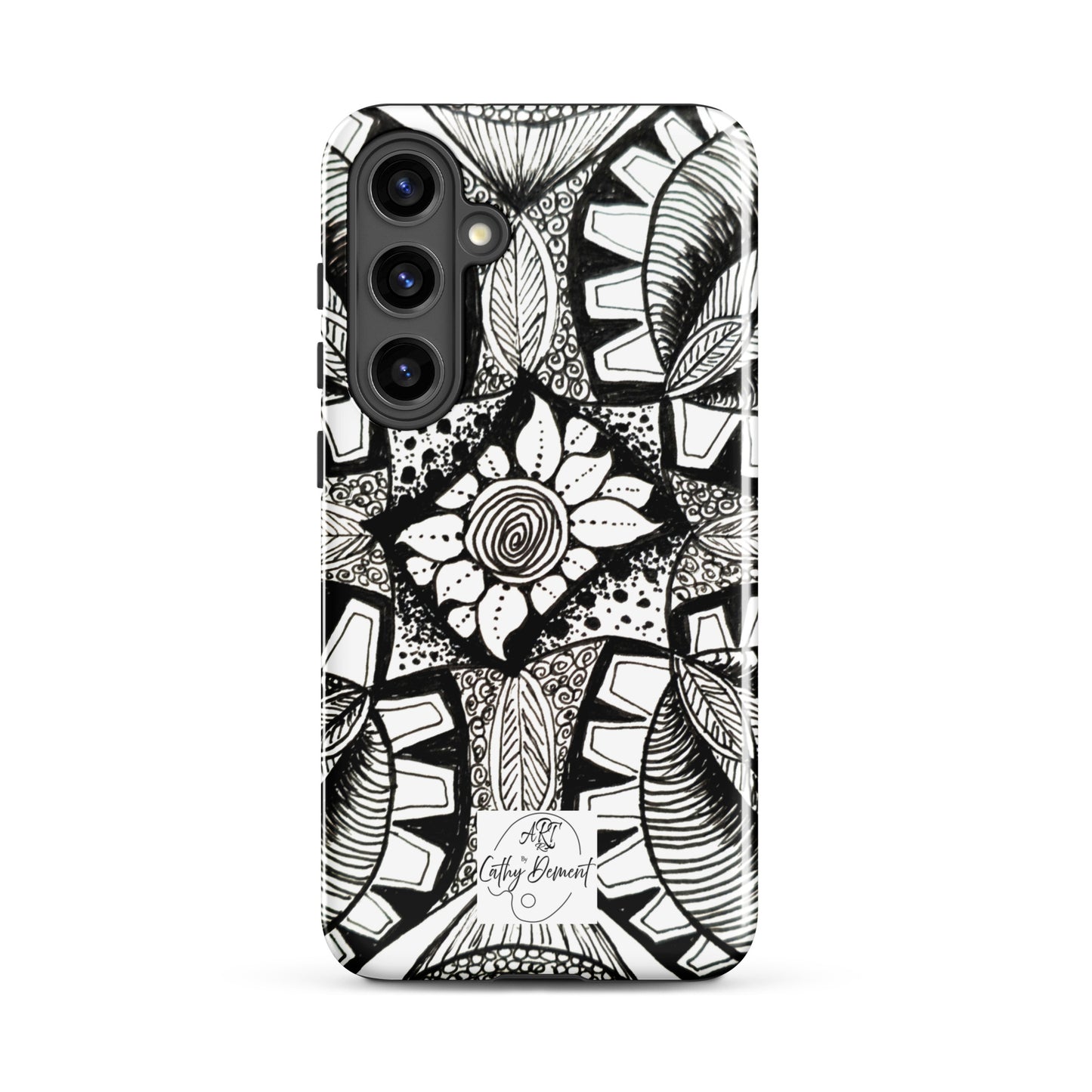 Tough Case for Samsung® - Zen-dala, Monochrome Zentangle Artwork Design, Artsy Cellphone Case