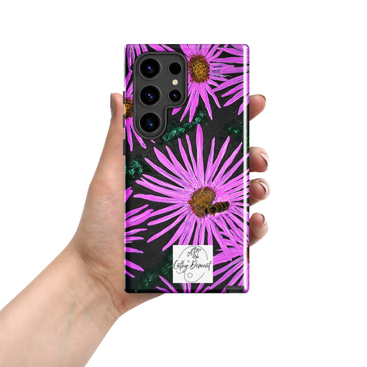 Purple Flowers and Bee Tough case for Samsung® Phones