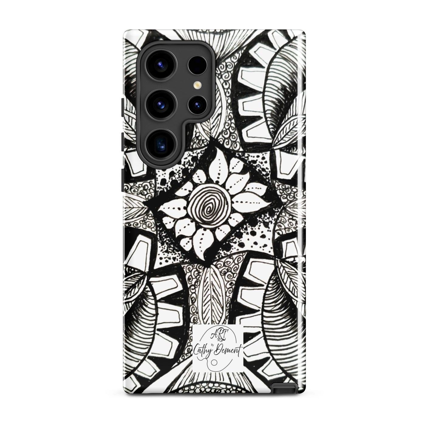 Tough Case for Samsung® - Zen-dala, Monochrome Zentangle Artwork Design, Artsy Cellphone Case