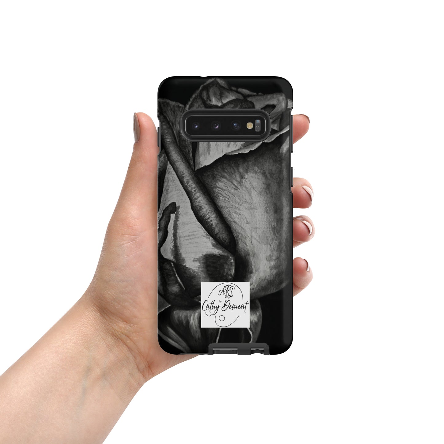 Tough Case for Samsung® Cell Phones - Dusk's Embrace: Monochrome Rose Artwork