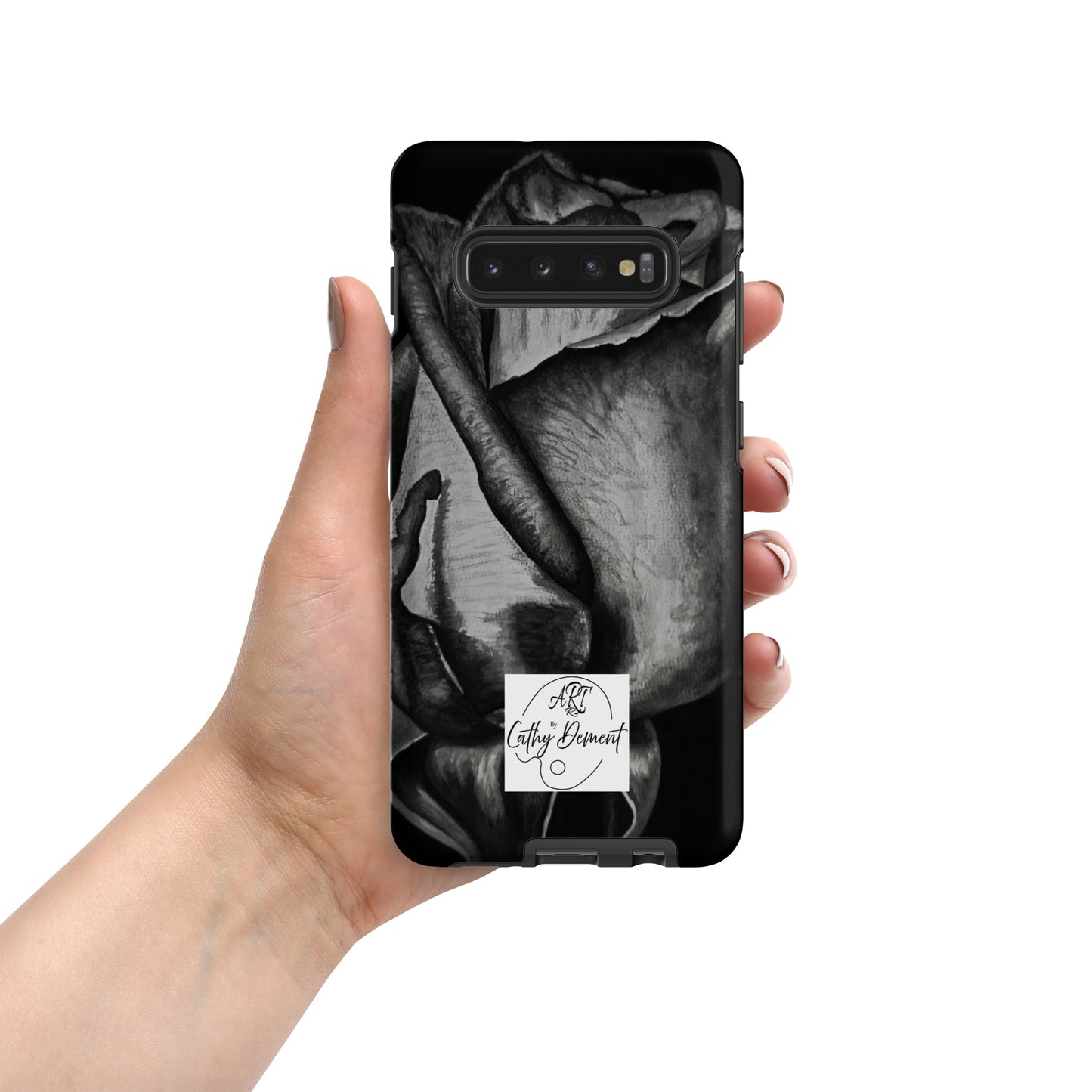 Tough Case for Samsung® Cell Phones - Dusk's Embrace: Monochrome Rose Artwork