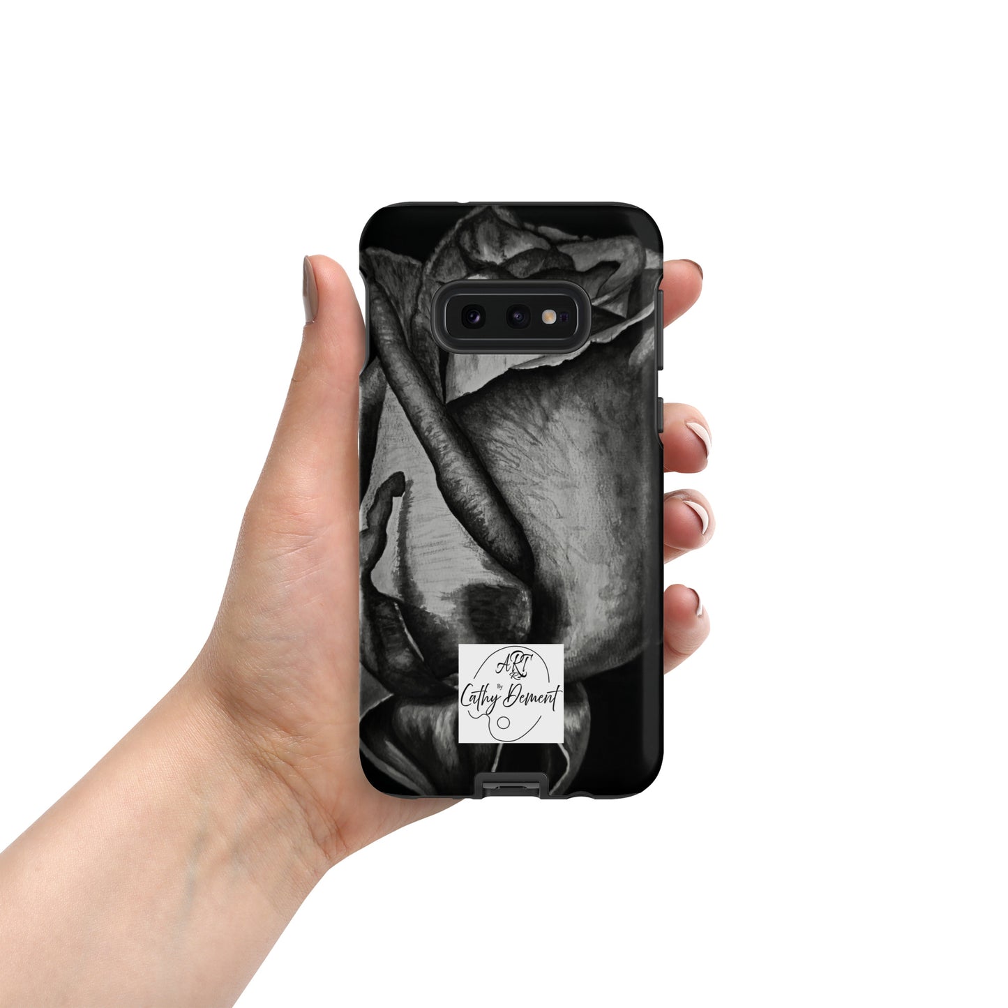 Tough Case for Samsung® Cell Phones - Dusk's Embrace: Monochrome Rose Artwork