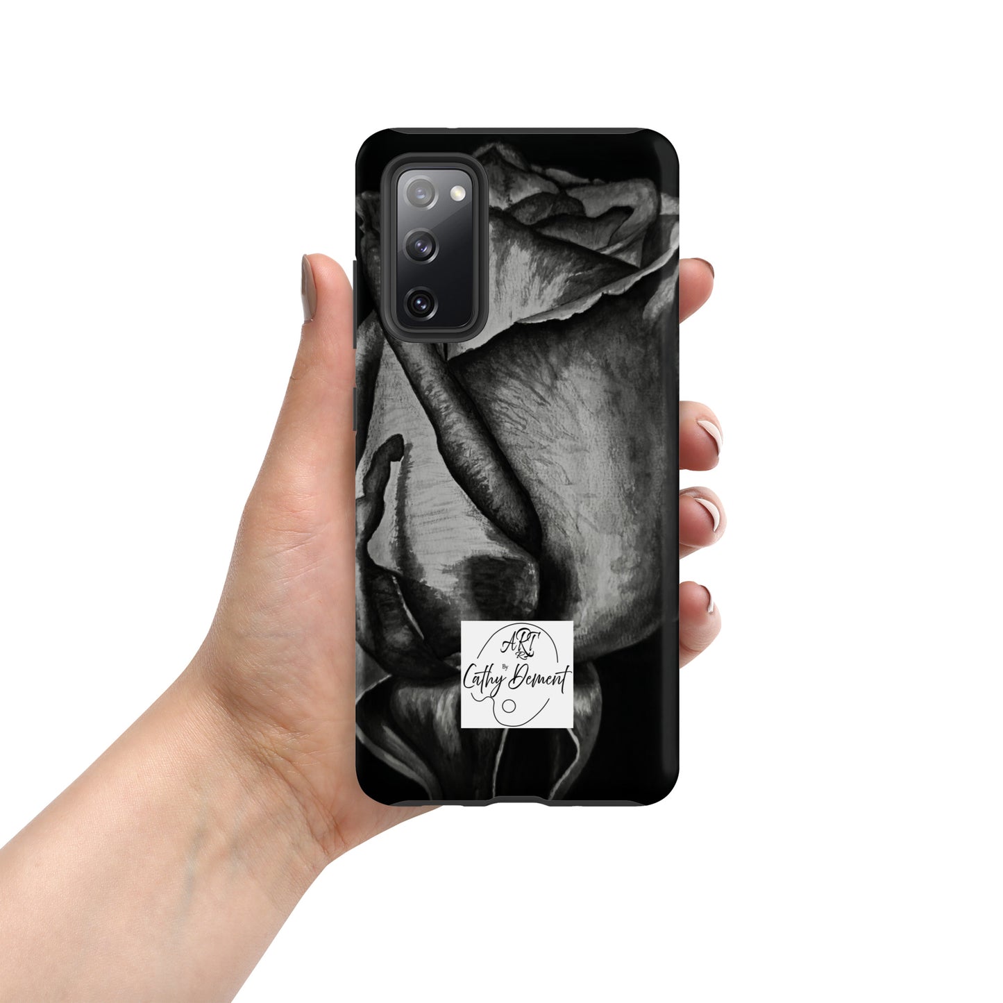 Tough Case for Samsung® Cell Phones - Dusk's Embrace: Monochrome Rose Artwork