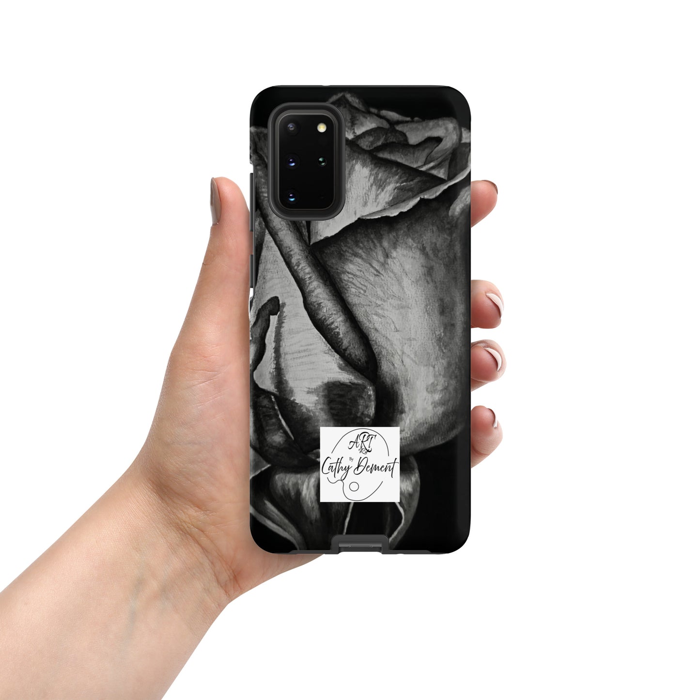 Tough Case for Samsung® Cell Phones - Dusk's Embrace: Monochrome Rose Artwork