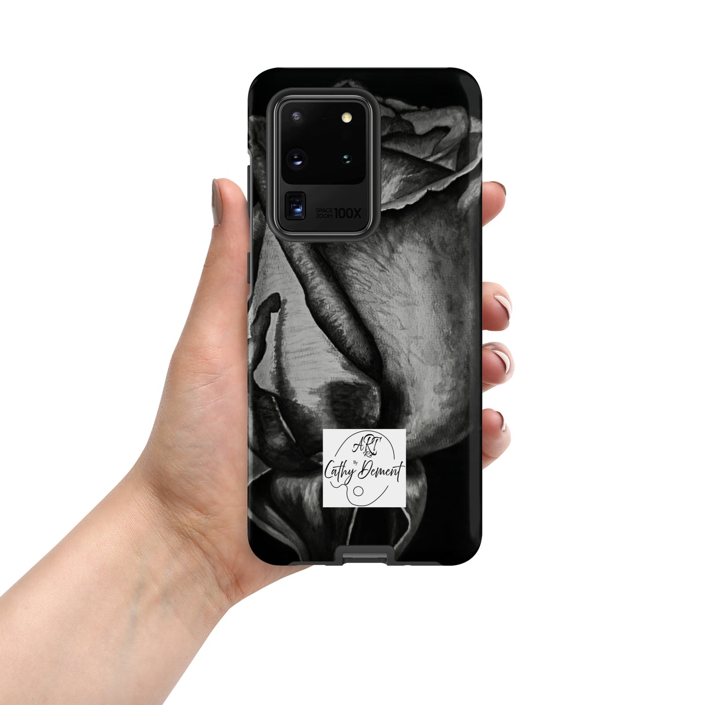 Tough Case for Samsung® Cell Phones - Dusk's Embrace: Monochrome Rose Artwork