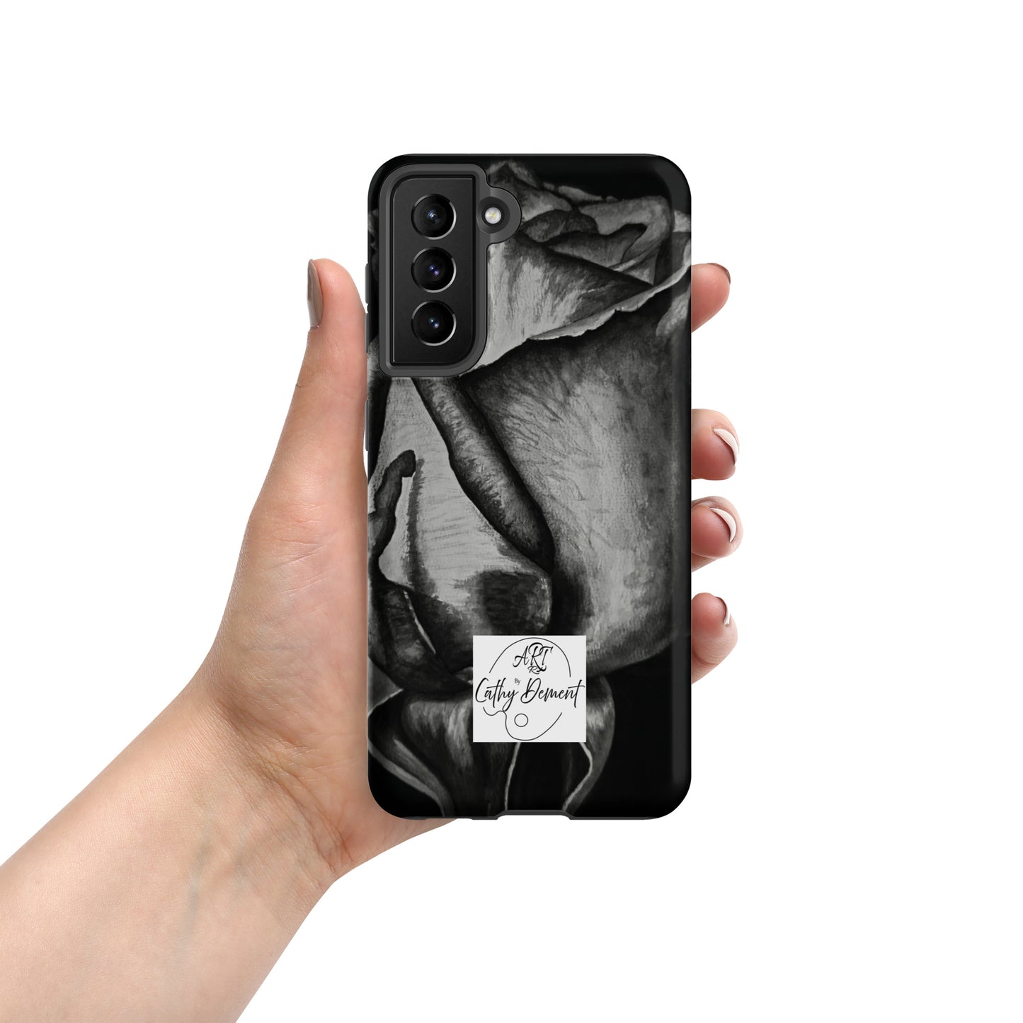 Tough Case for Samsung® Cell Phones - Dusk's Embrace: Monochrome Rose Artwork