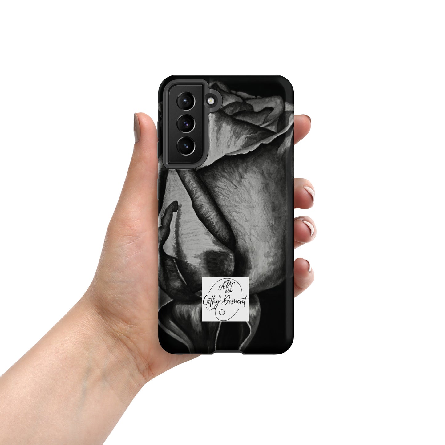 Tough Case for Samsung® Cell Phones - Dusk's Embrace: Monochrome Rose Artwork