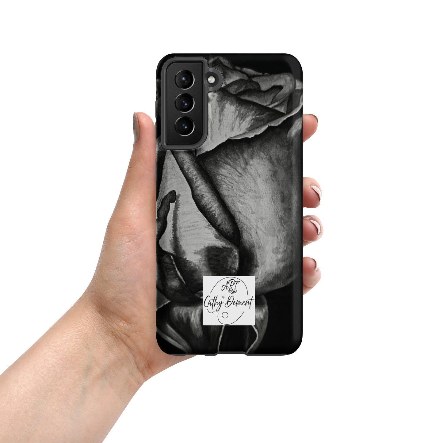 Tough Case for Samsung® Cell Phones - Dusk's Embrace: Monochrome Rose Artwork