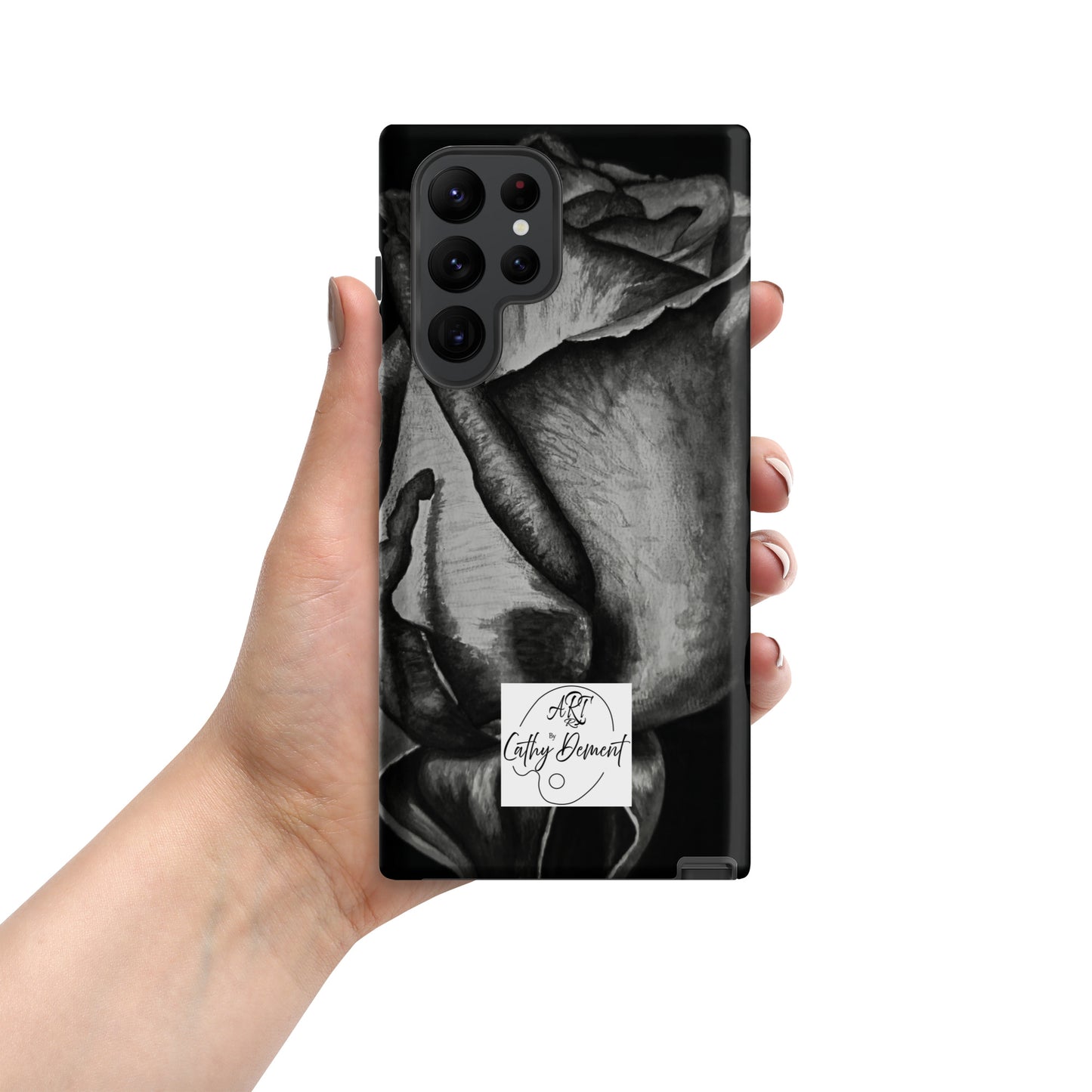 Tough Case for Samsung® Cell Phones - Dusk's Embrace: Monochrome Rose Artwork