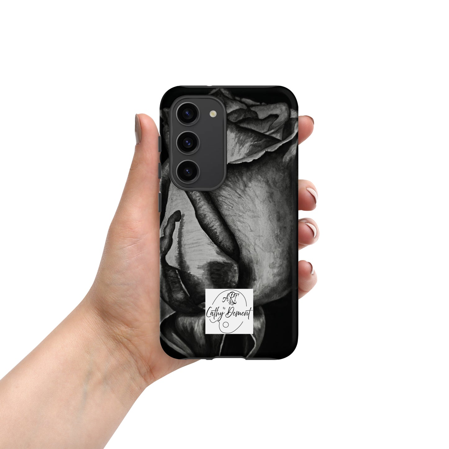 Tough Case for Samsung® Cell Phones - Dusk's Embrace: Monochrome Rose Artwork