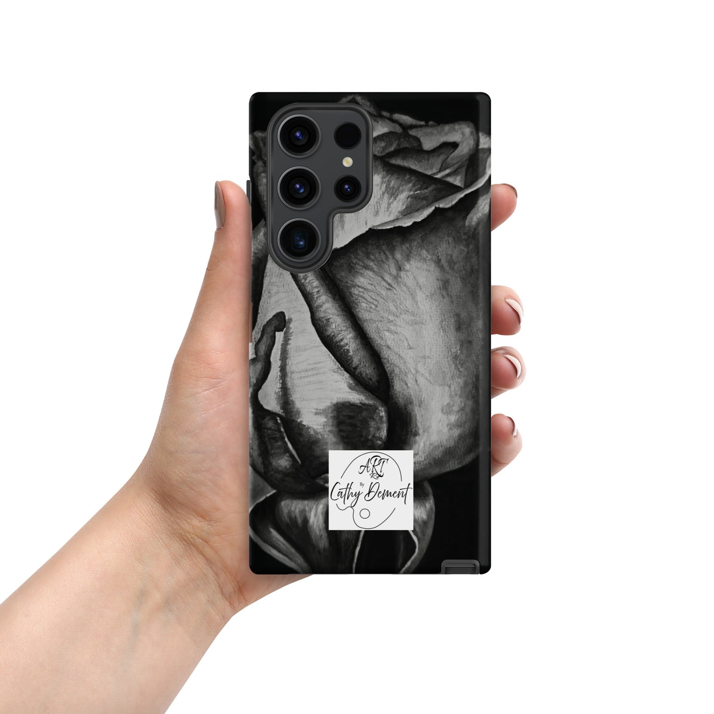 Tough Case for Samsung® Cell Phones - Dusk's Embrace: Monochrome Rose Artwork